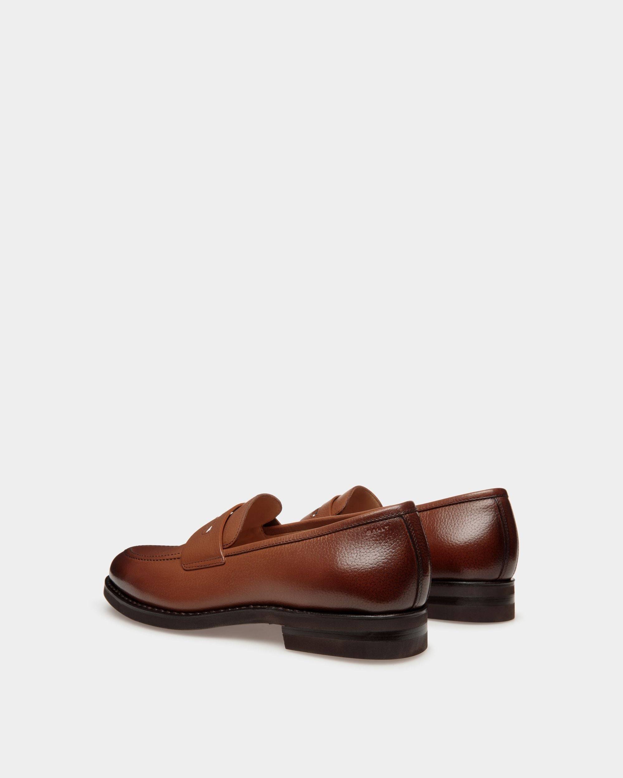 Schoenen | Men's Loafer in Brown Embossed Leather | Bally | Still Life 3/4 Back