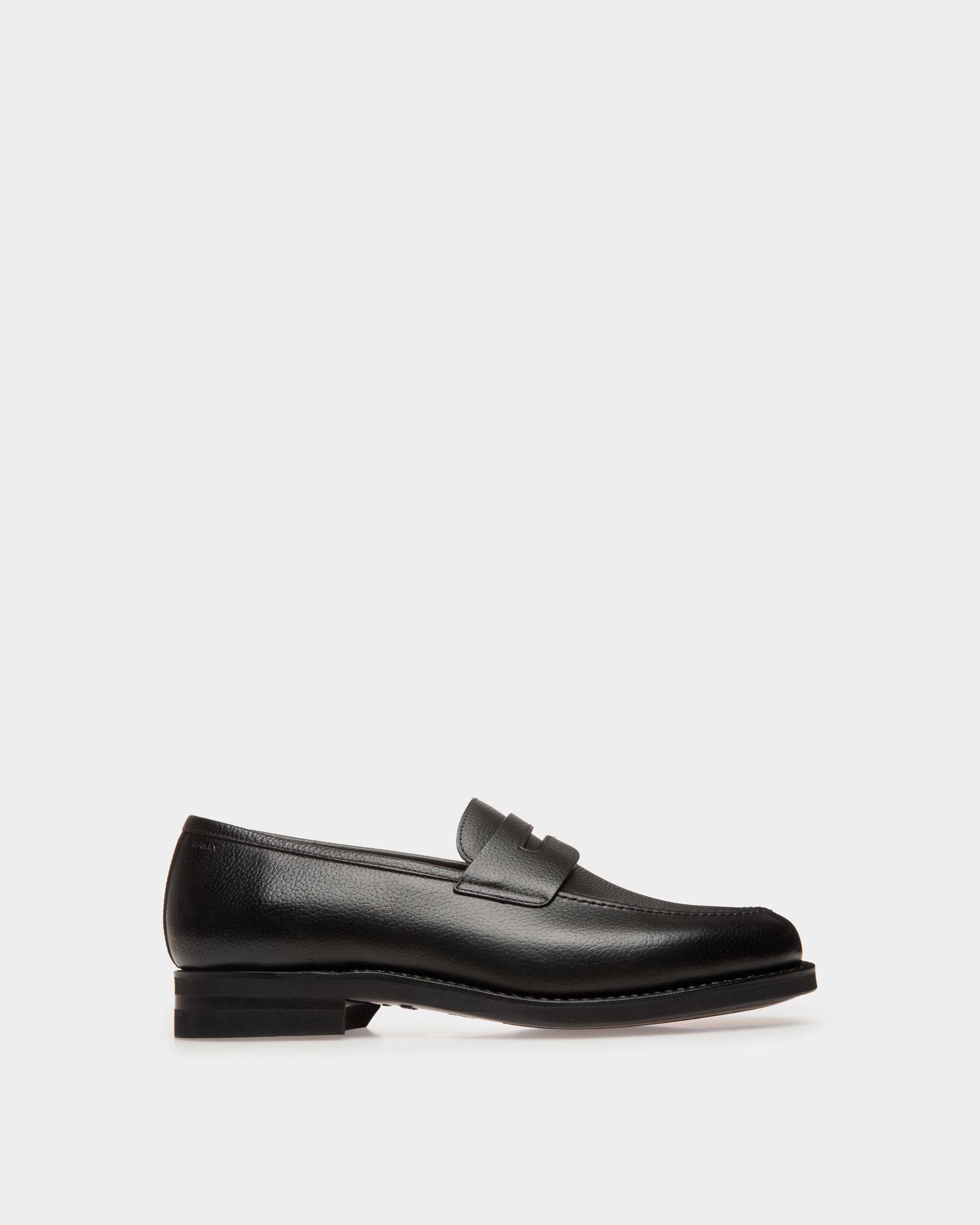 Schoenen | Men's Loafer in Black Embossed Leather | Bally | Still Life Side