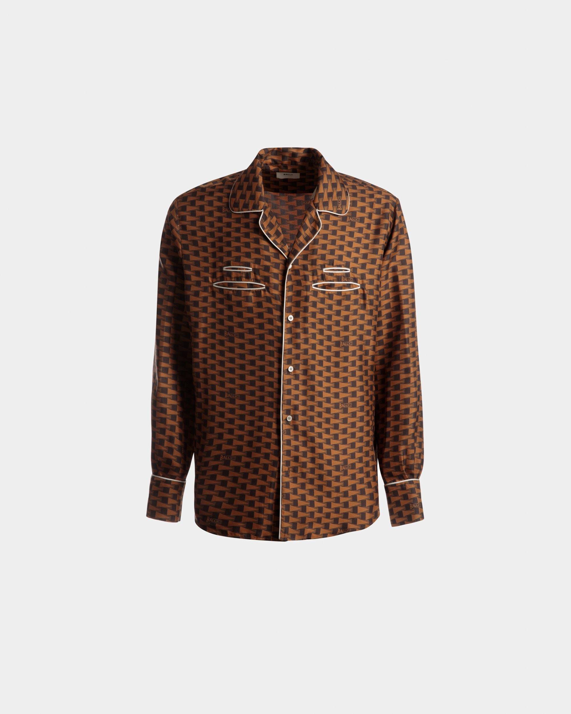 Pennant Print Shirt | Men's Shirt | Brown Silk | Bally | Still Life Front