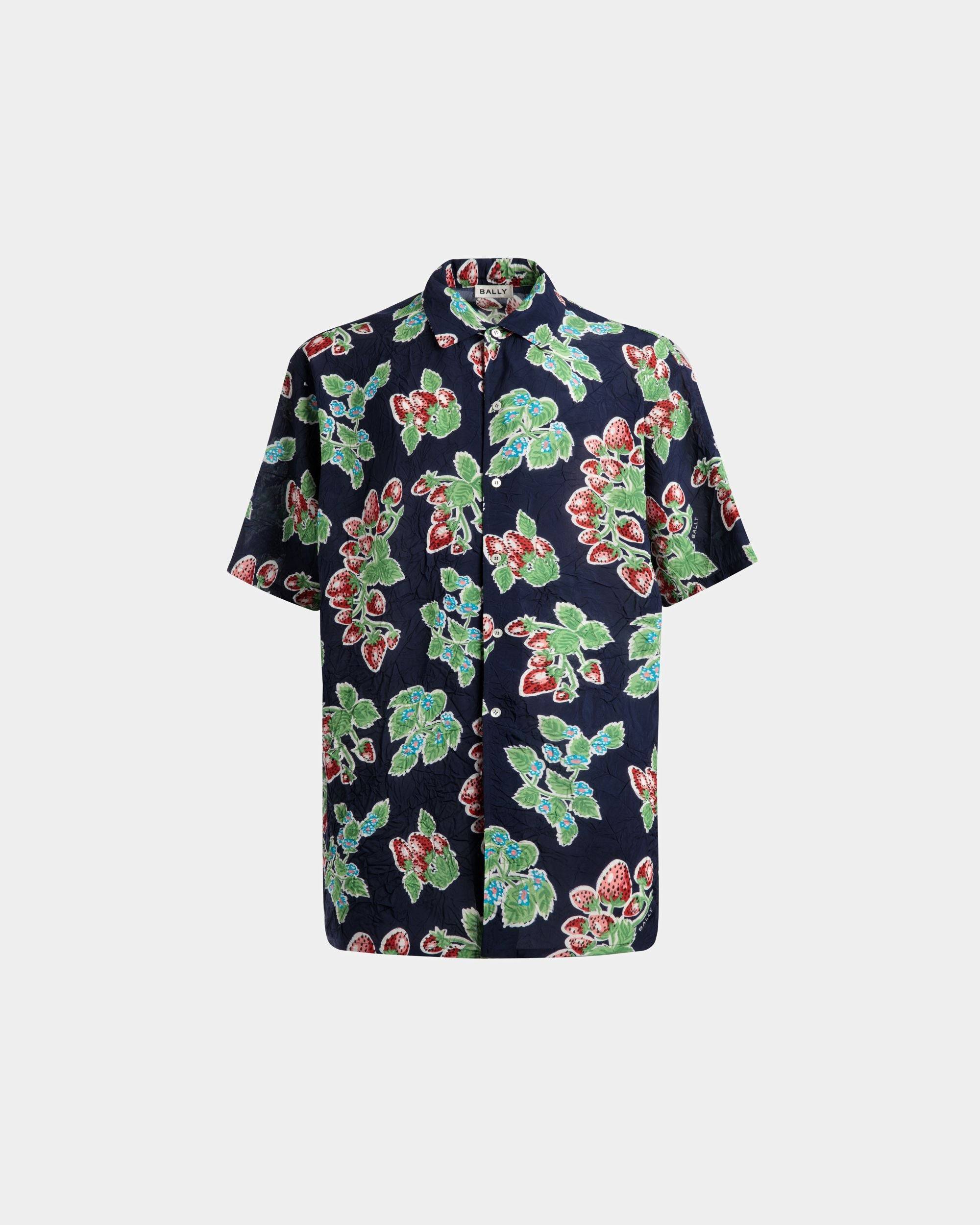 Men's Printed Shirt in Strawberry Print Fluid Poplin | Bally | Still Life Front