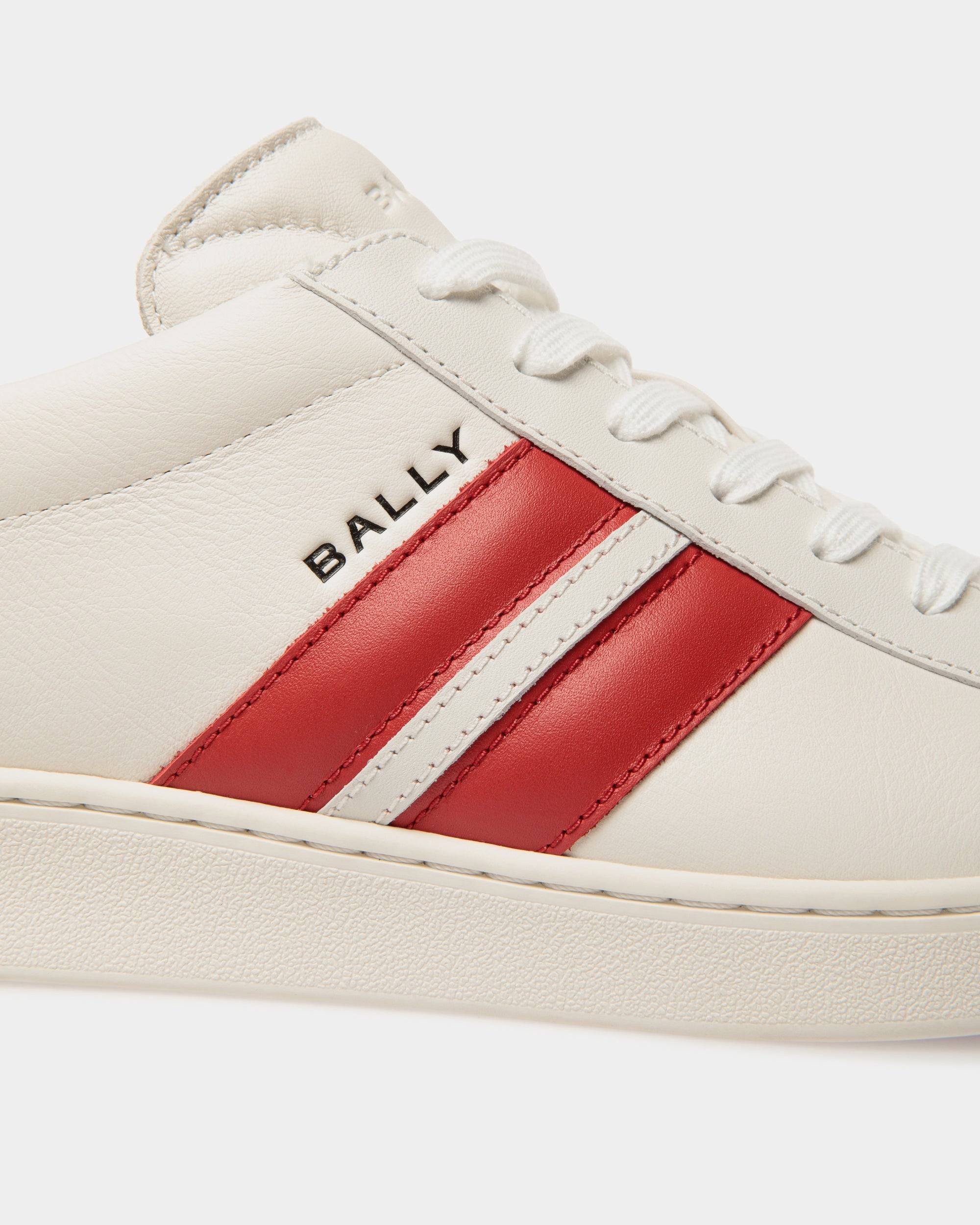 Tennis Sneaker in White and Candy Red Leather - Men's - Bally - 06