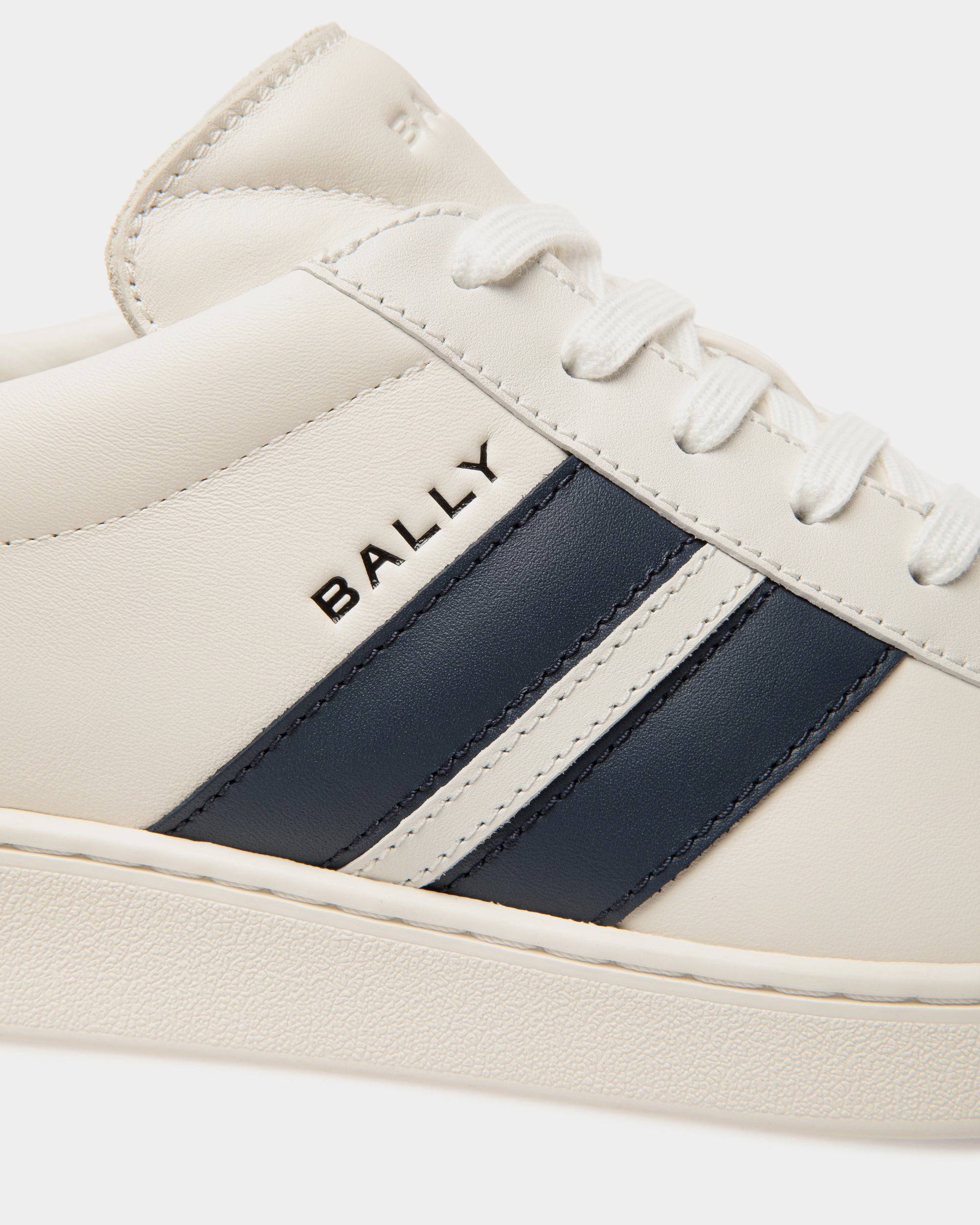 Tennis Sneaker in White and Navy Blue Leather - Men's - Bally - 06