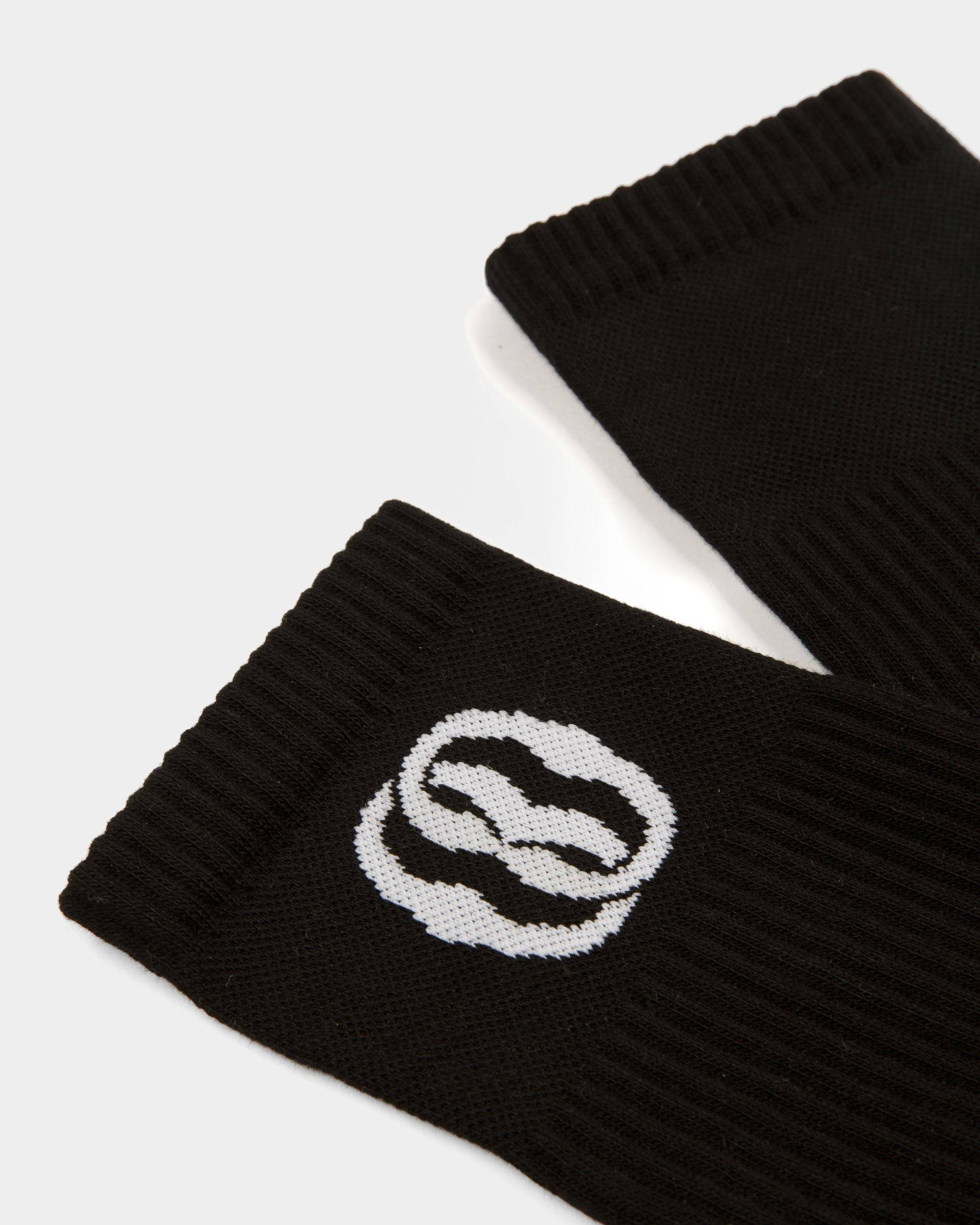 Emblem Socks In Black Cotton - Men's - Bally - 02