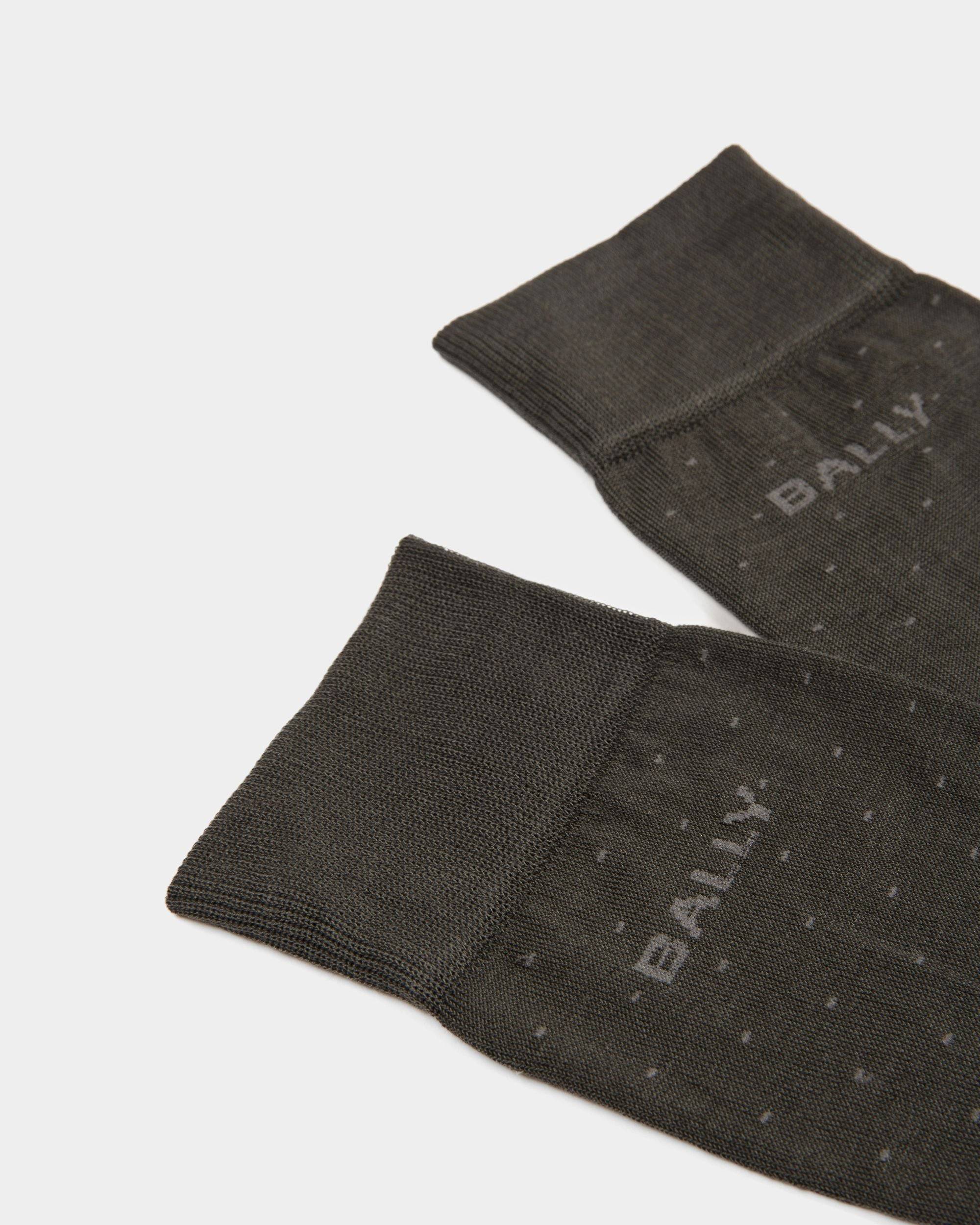Ribbed Logo Socks | Men's Socks |Gray Cotton Mix | Bally | Still Life Detail