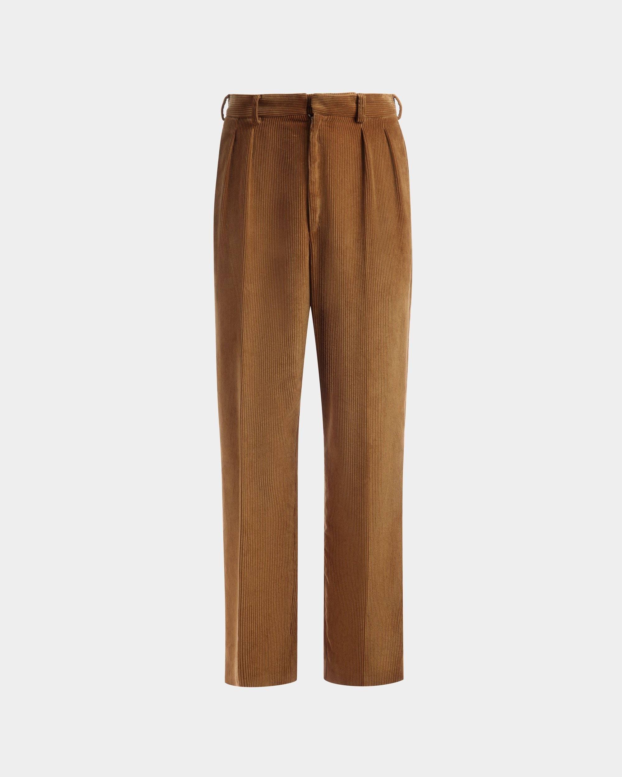 Corduroy Tailored Pants | Men's Pants | Camel Cotton | Bally | Still Life Front