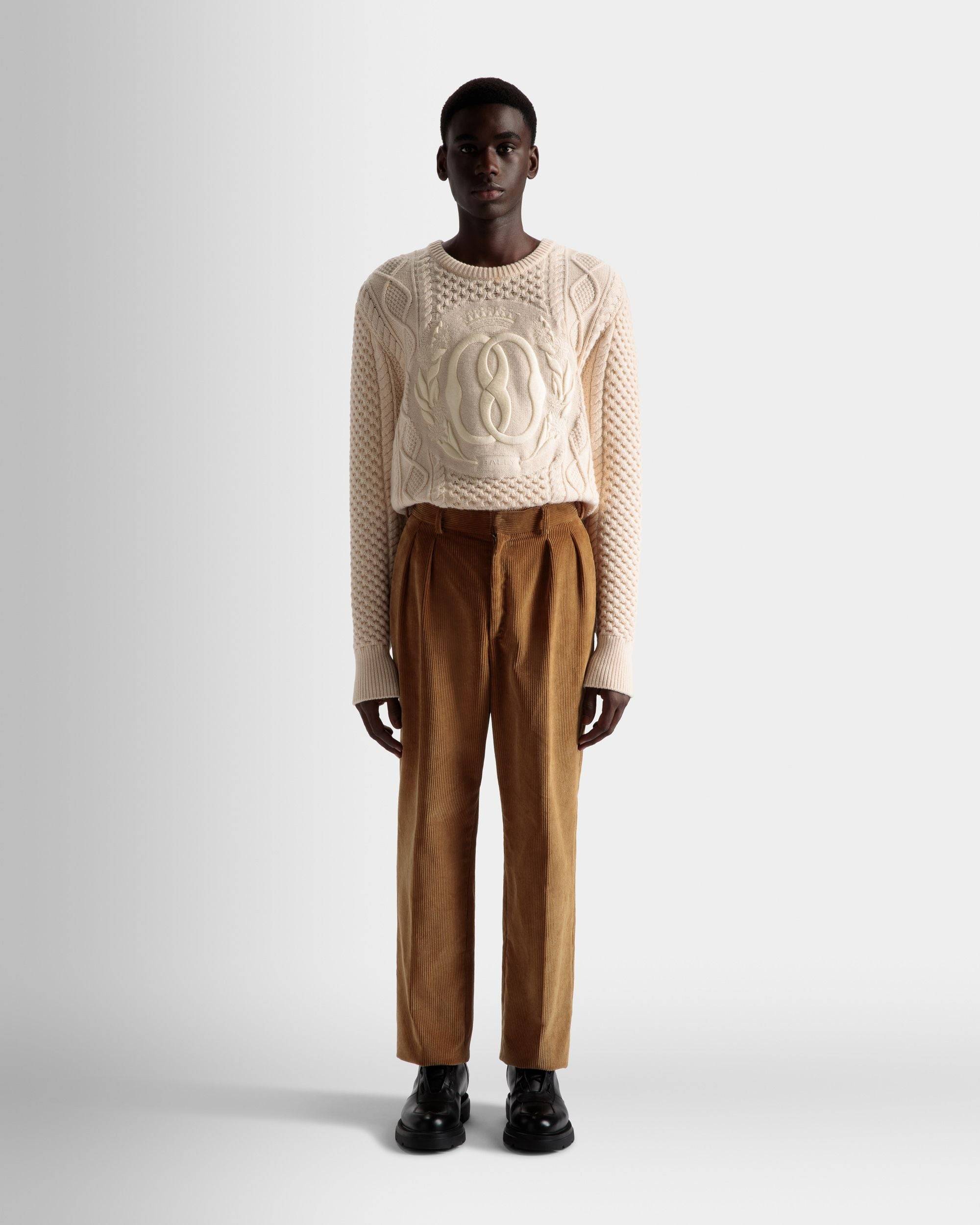 Corduroy Tailored Pants | Men's Pants | Camel Cotton | Bally | On Model Front