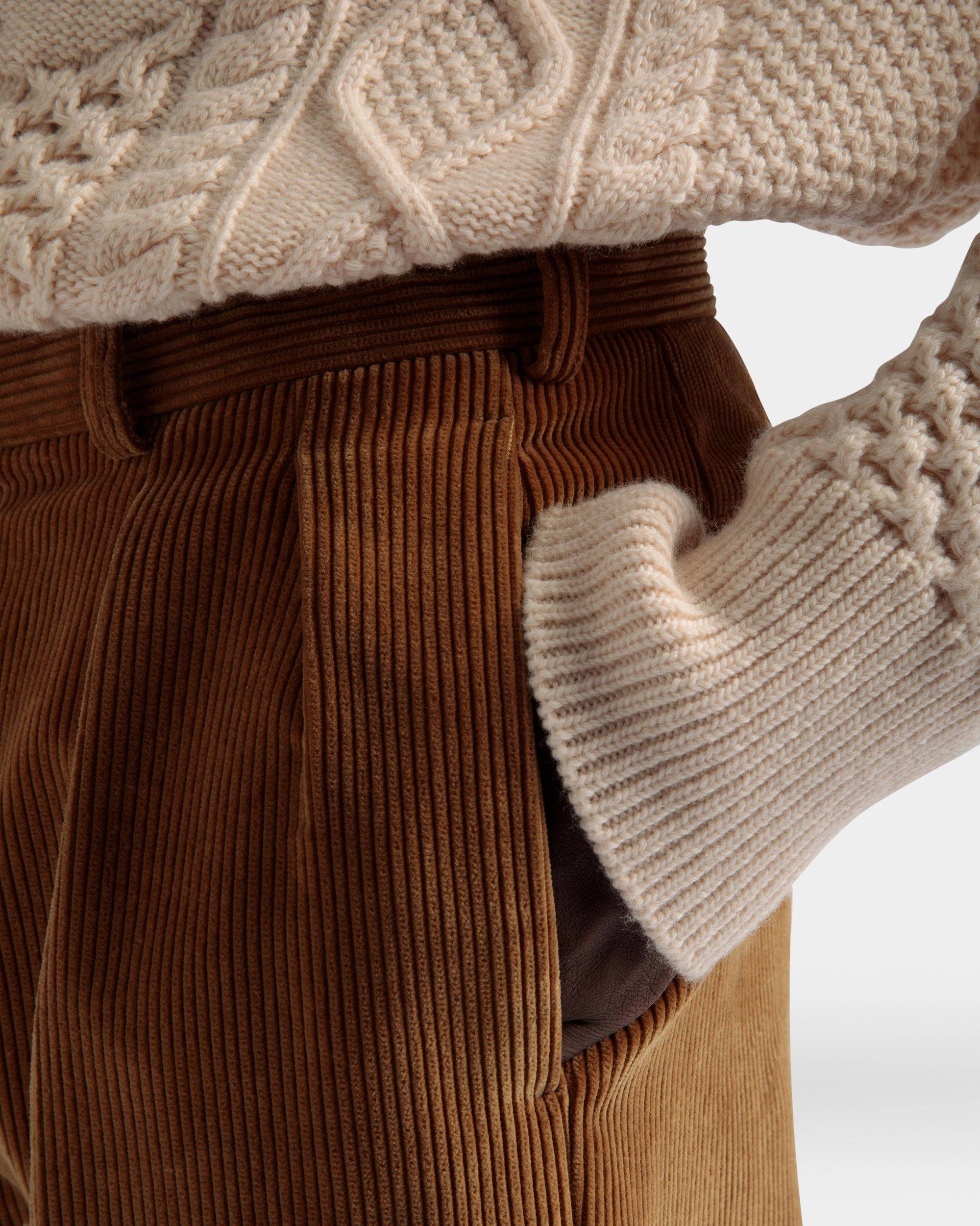 Corduroy Tailored Pants | Men's Pants | Camel Cotton | Bally | On Model Detail