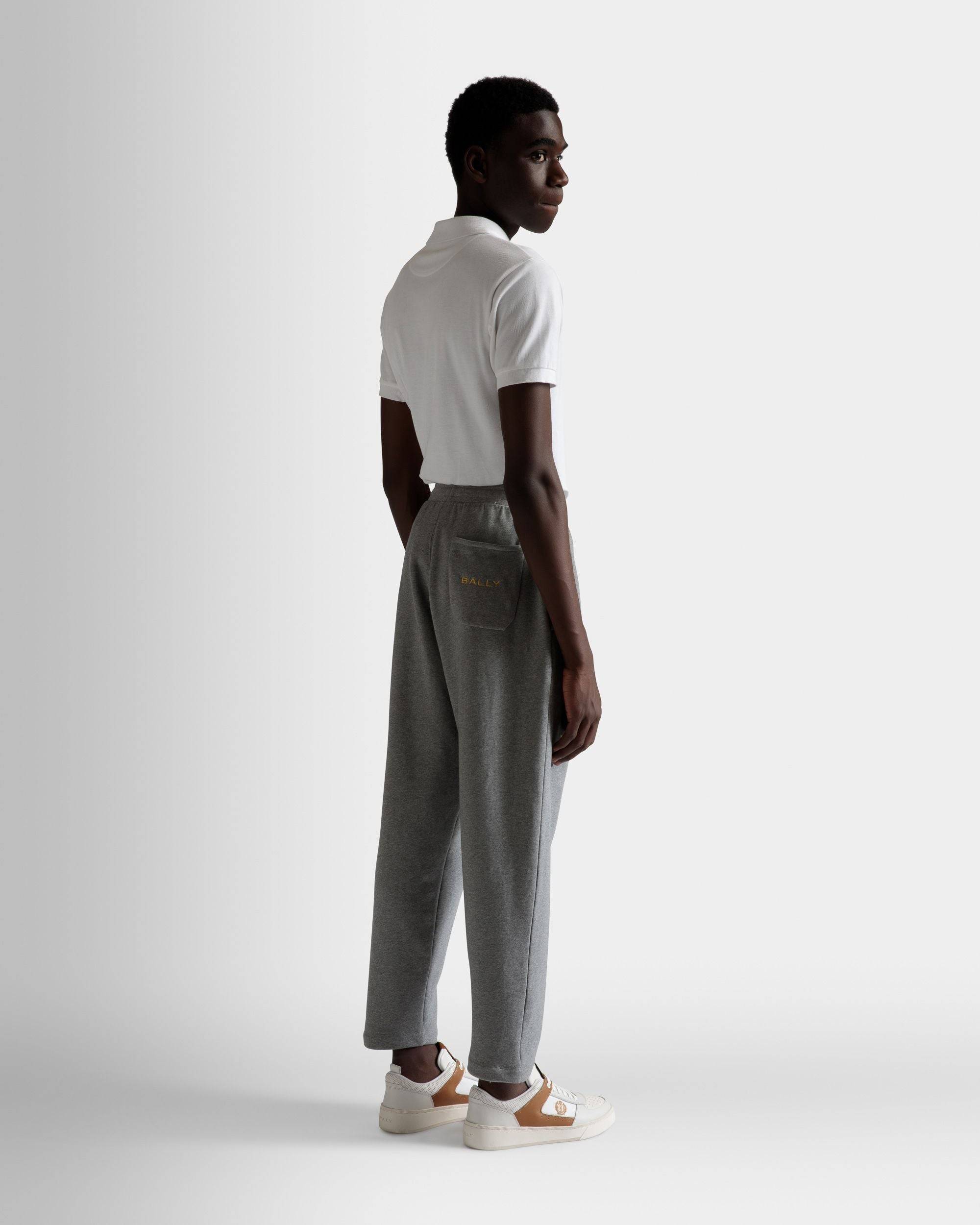 Drawstring Sweatpants | Men's Sweatpants | Gray Melange Cotton | Bally | On Model Back