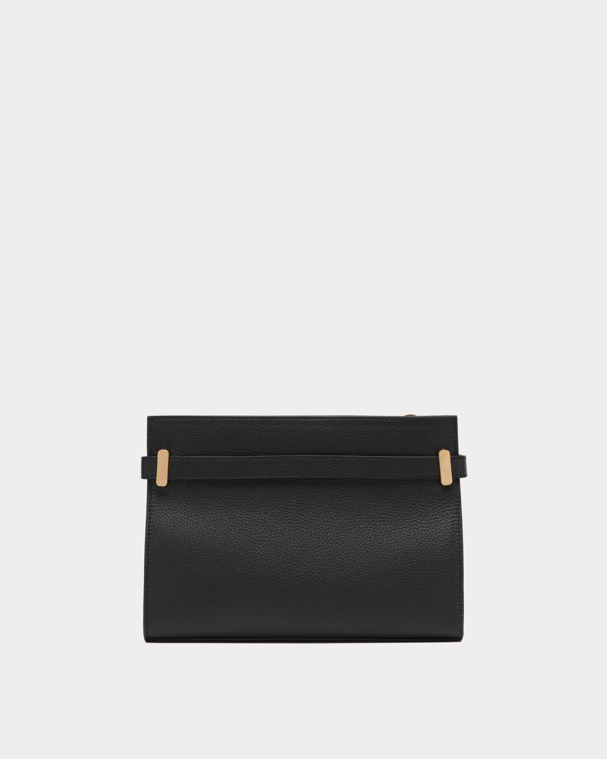 Carriage | Women's Shoulder Bag in Black Grained Leather | Bally | Still Life Back