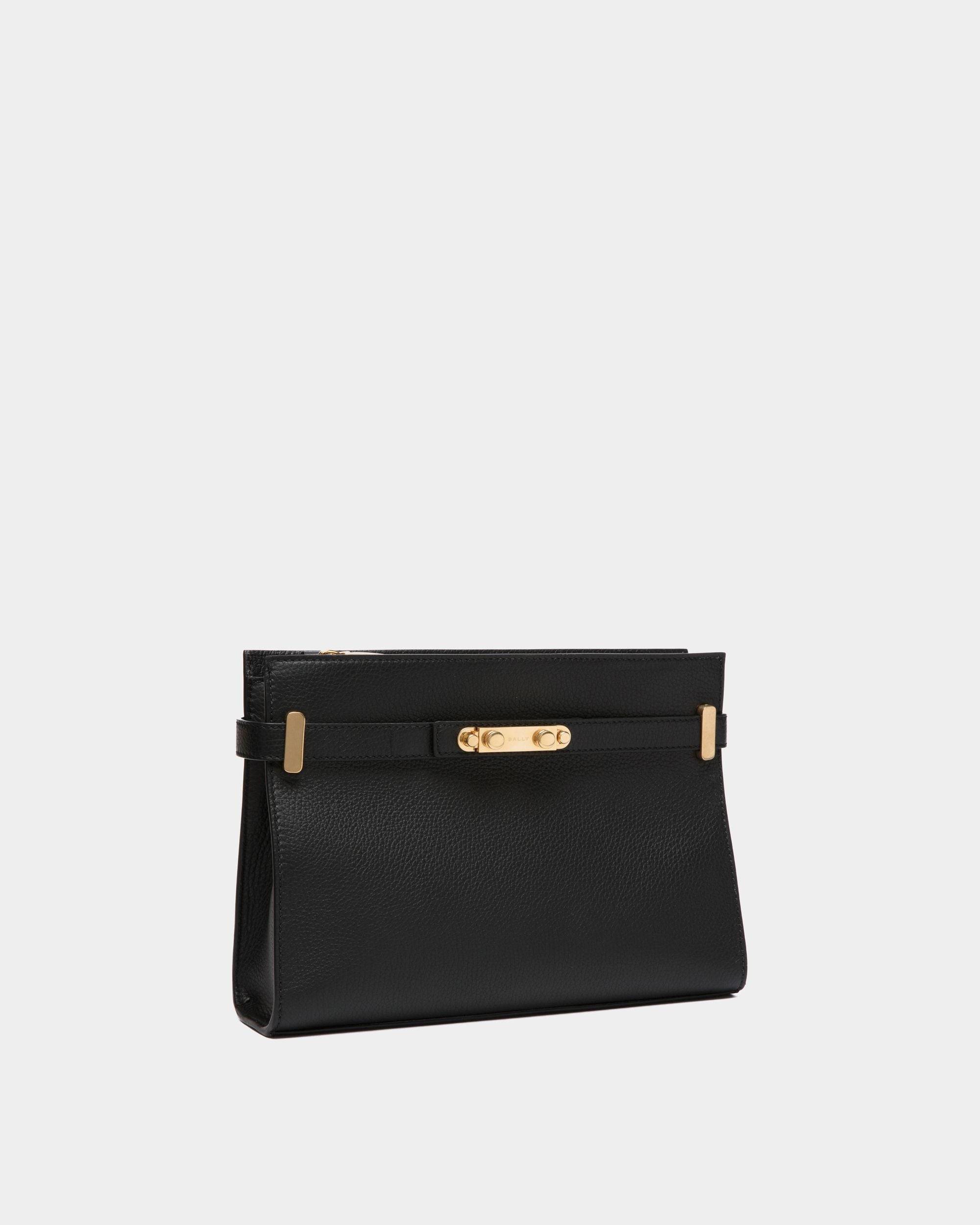 Carriage | Women's Shoulder Bag in Black Grained Leather | Bally | Still Life 3/4 Front