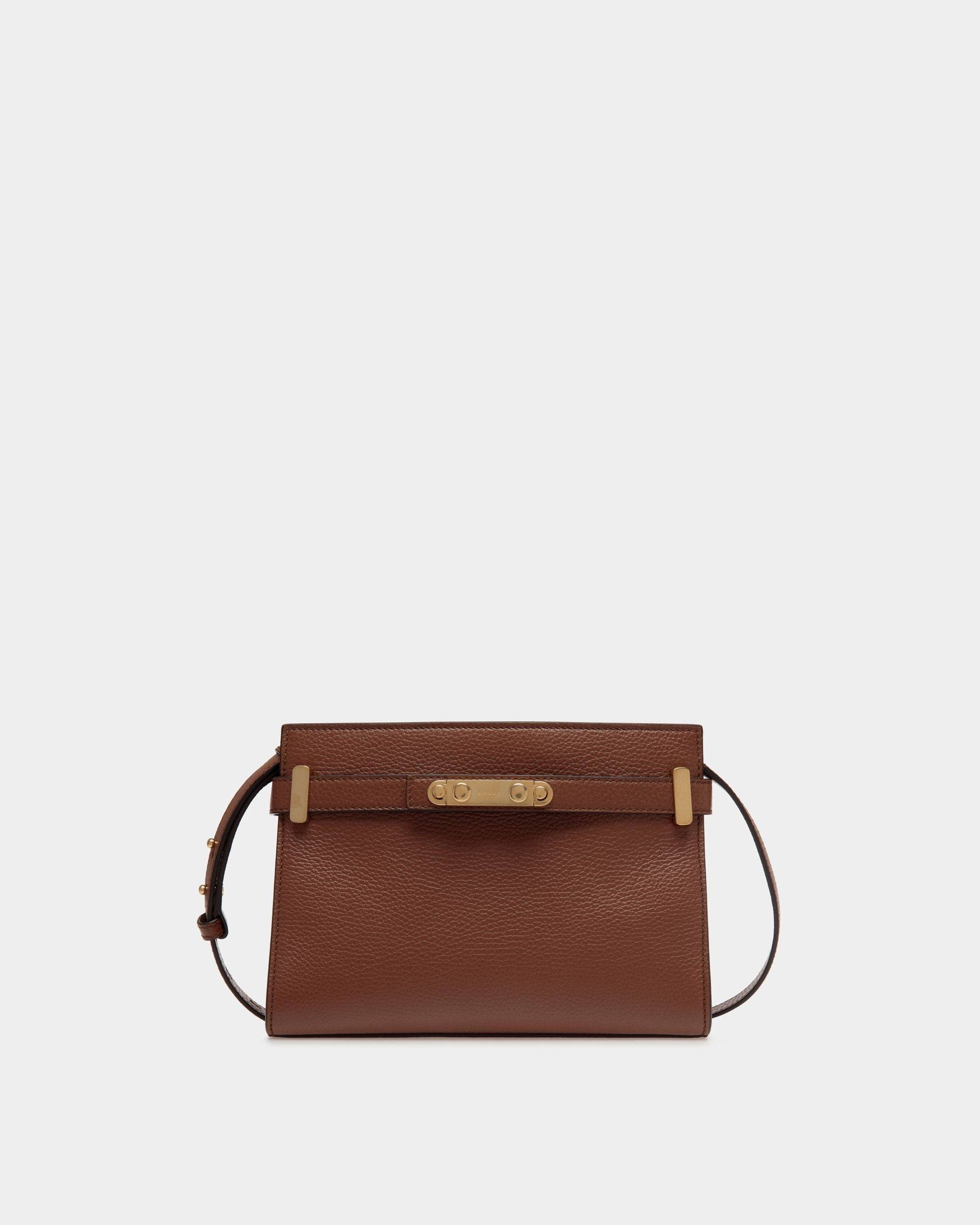 Carriage | Women's Crossbody Bag in Brown Grained Leather | Bally | Still Life Front