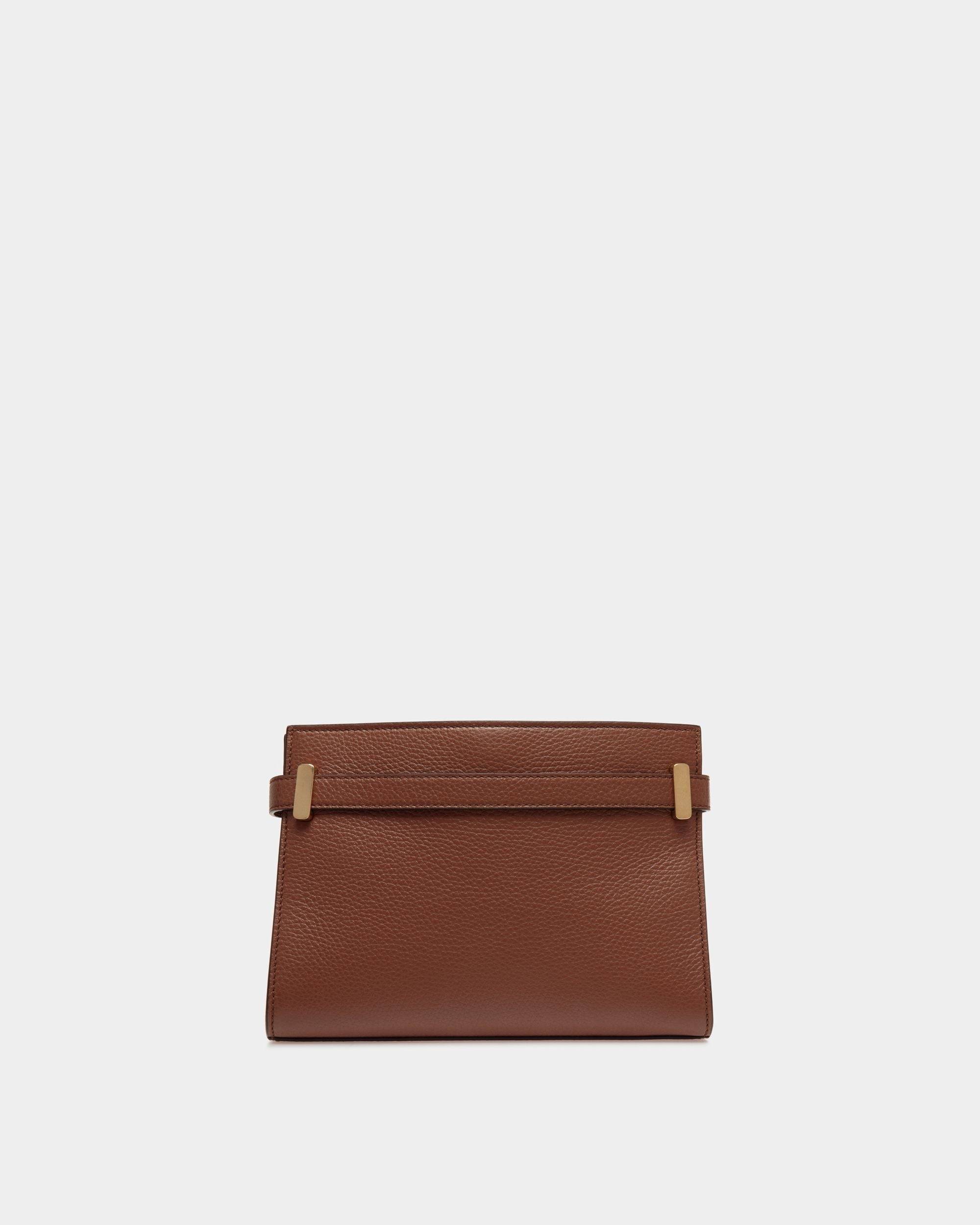 Carriage | Women's Crossbody Bag in Brown Grained Leather | Bally | Still Life Back