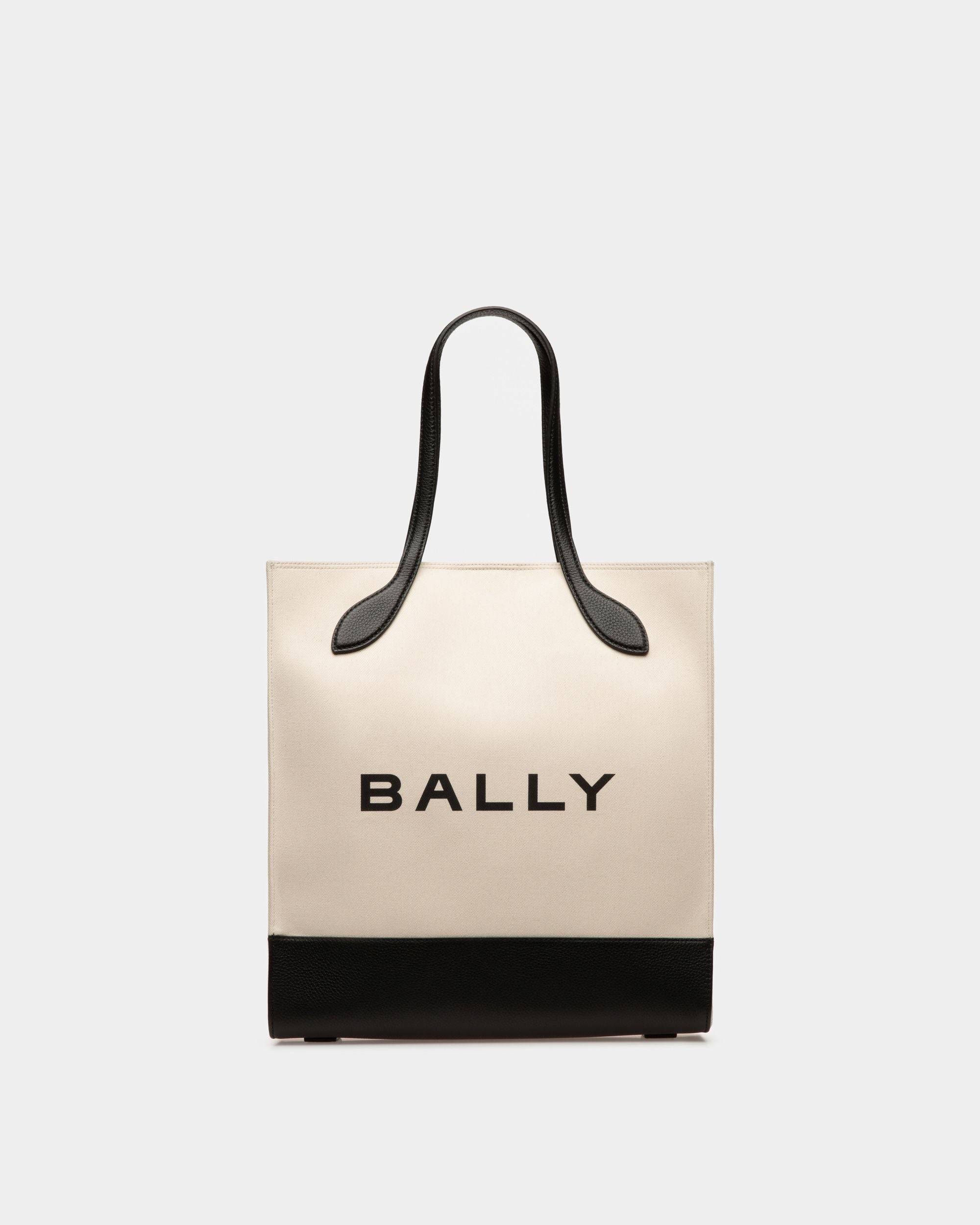Keep On | Women's Tote Bag | Natural And Black Fabric | Bally | Still Life Front