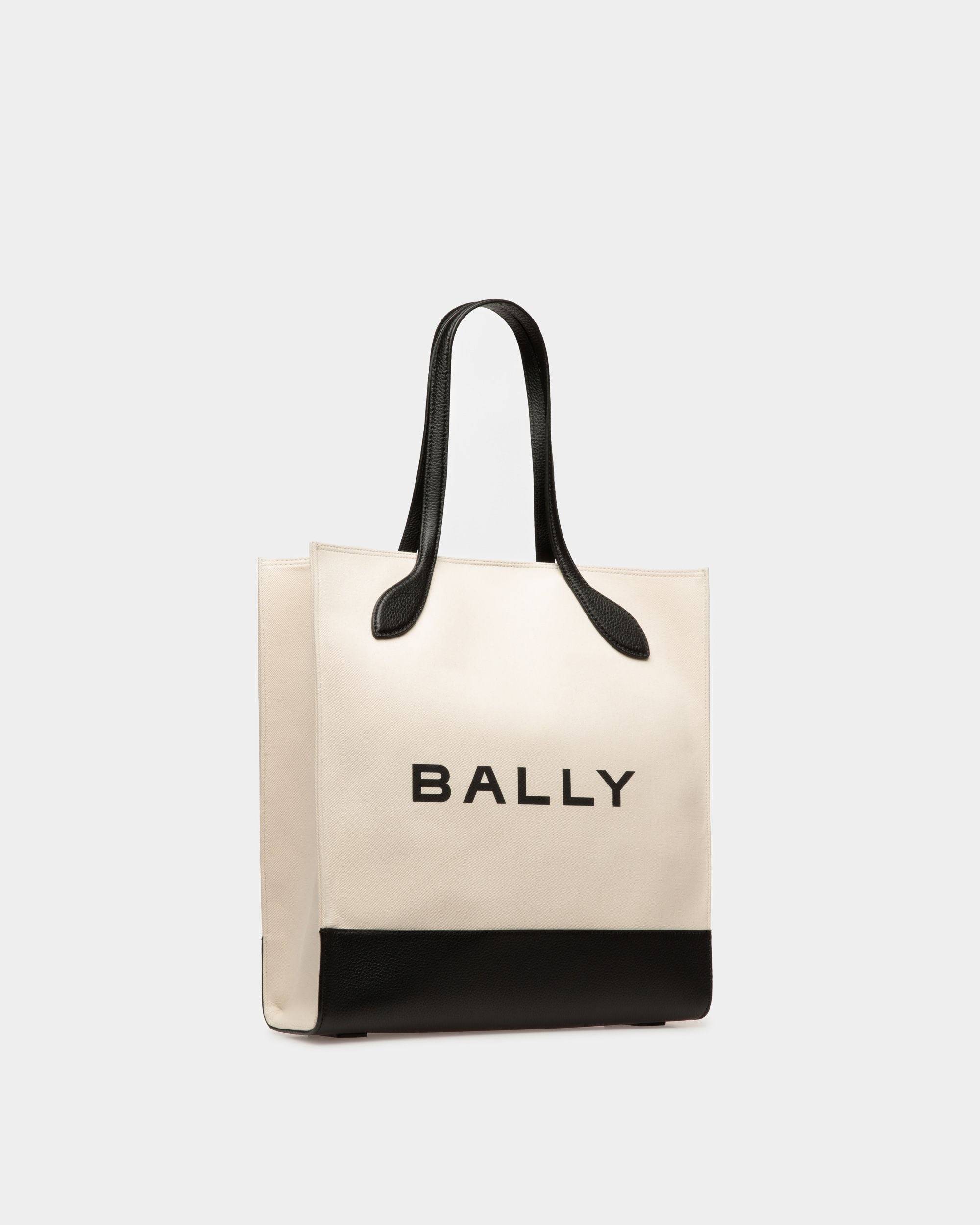 Keep On | Women's Tote Bag | Natural And Black Fabric | Bally | Still Life 3/4 Front