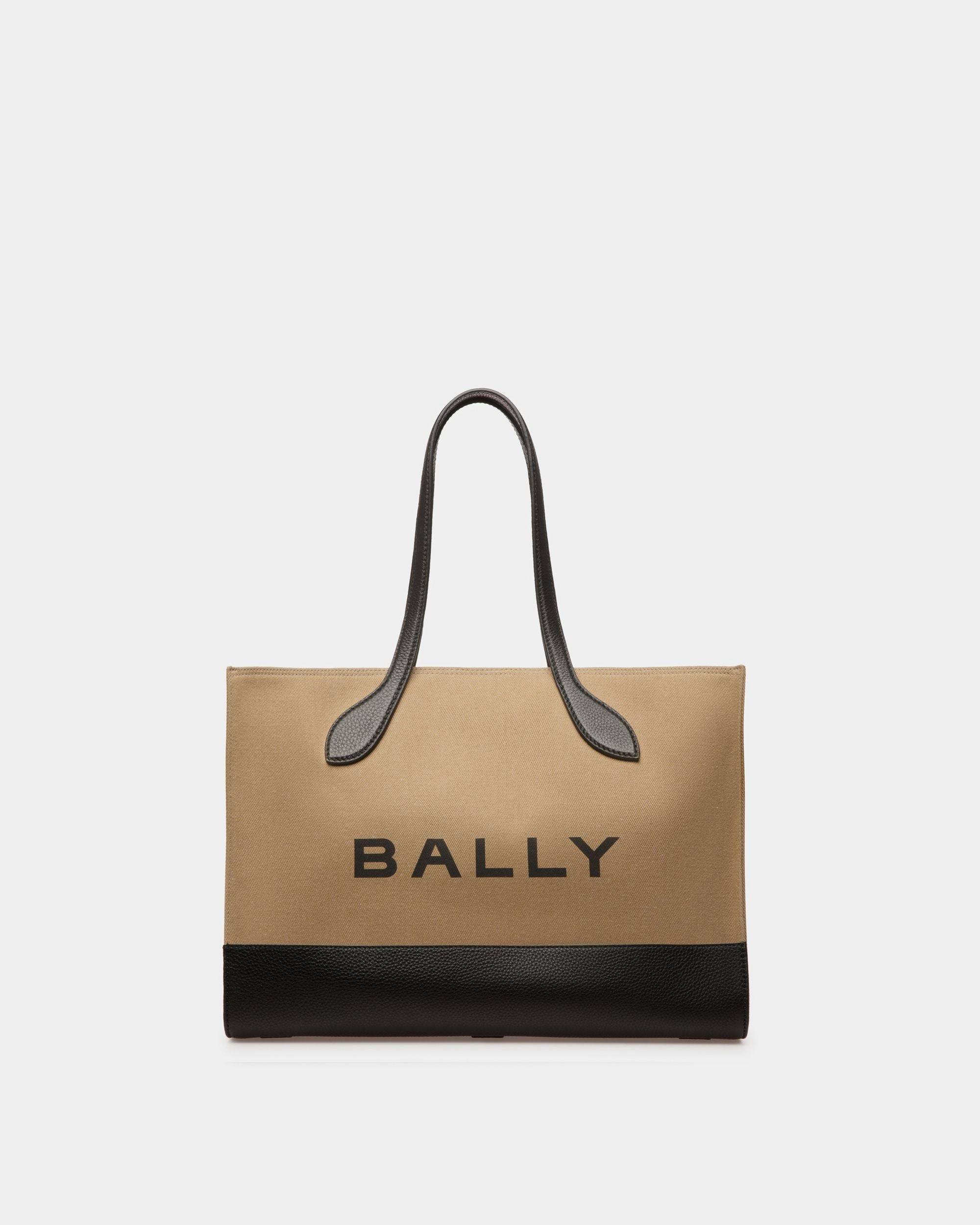 Keep On Ew | Women's Tote Bag | Sand And Black Fabric | Bally | Still Life Front