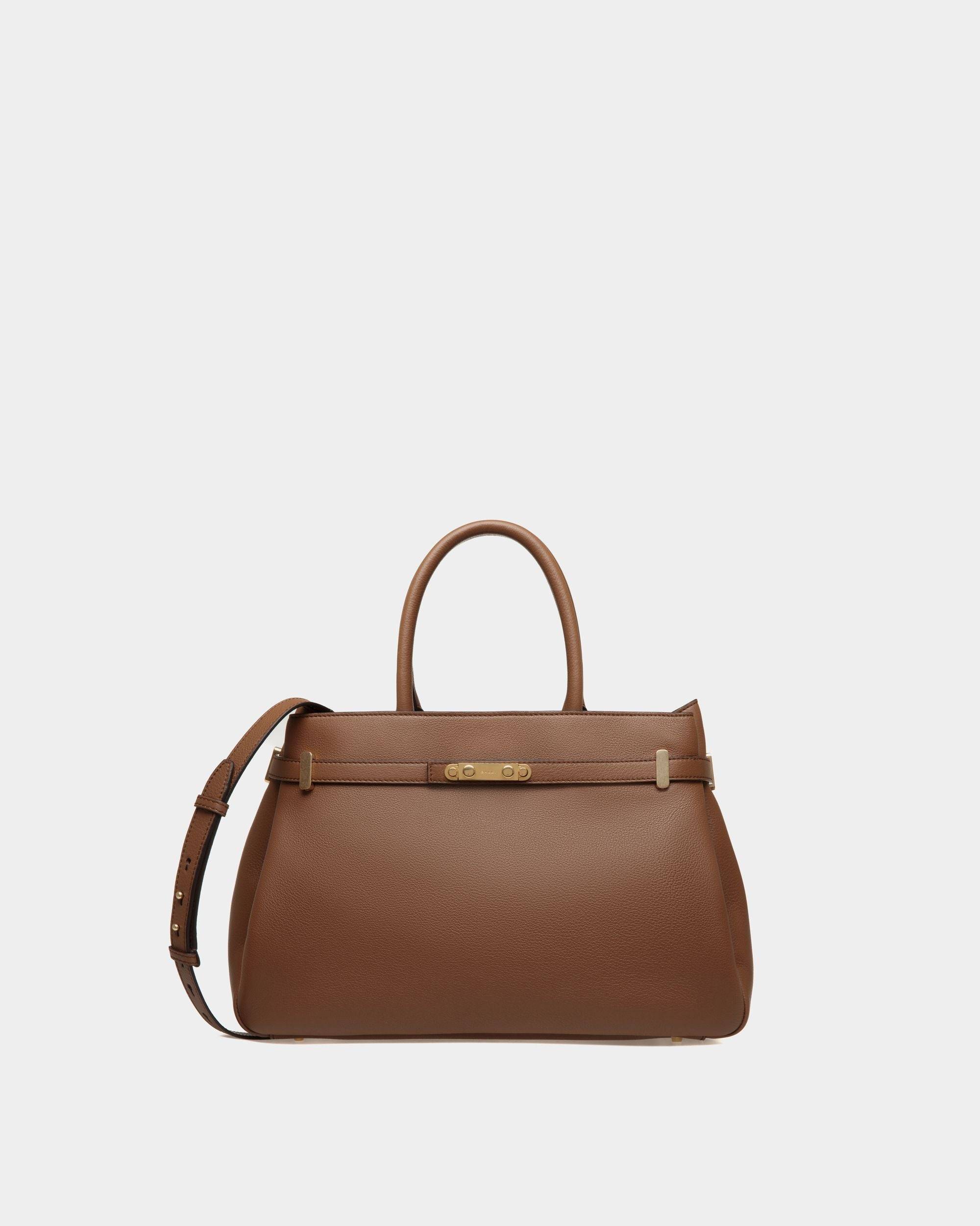 Carriage | Women's Tote Bag in Brown Leather | Bally | Still Life Front