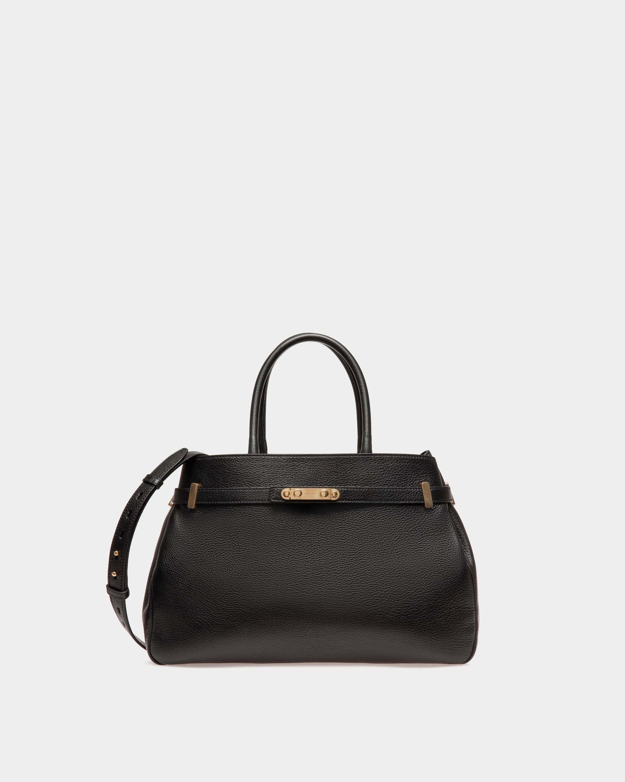 Carriage | Women's Tote in Black Leather | Bally | Still Life Front