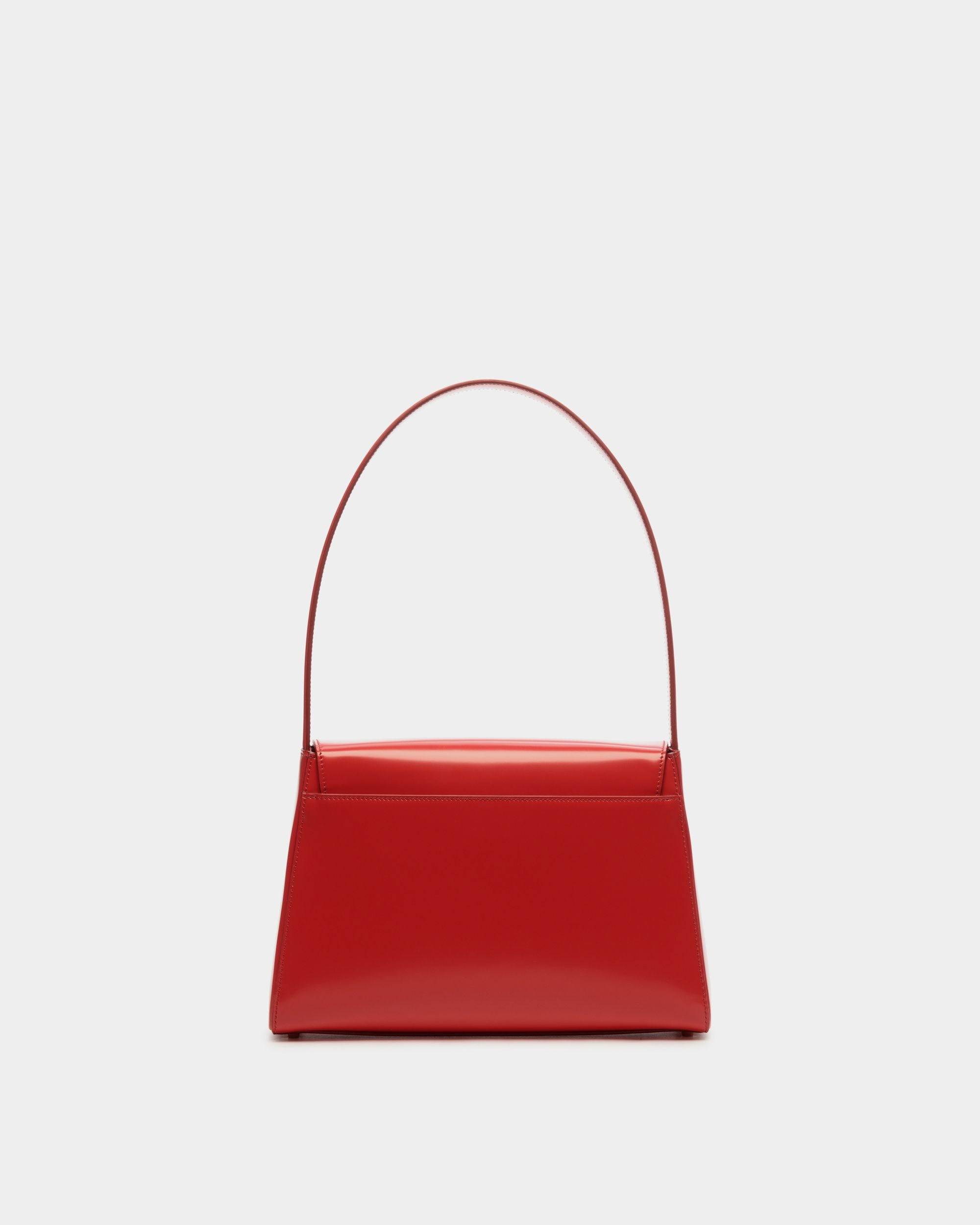 Ollam | Women's Shoulder Bag in Candy Red Brushed Leather | Bally | Still Life Back