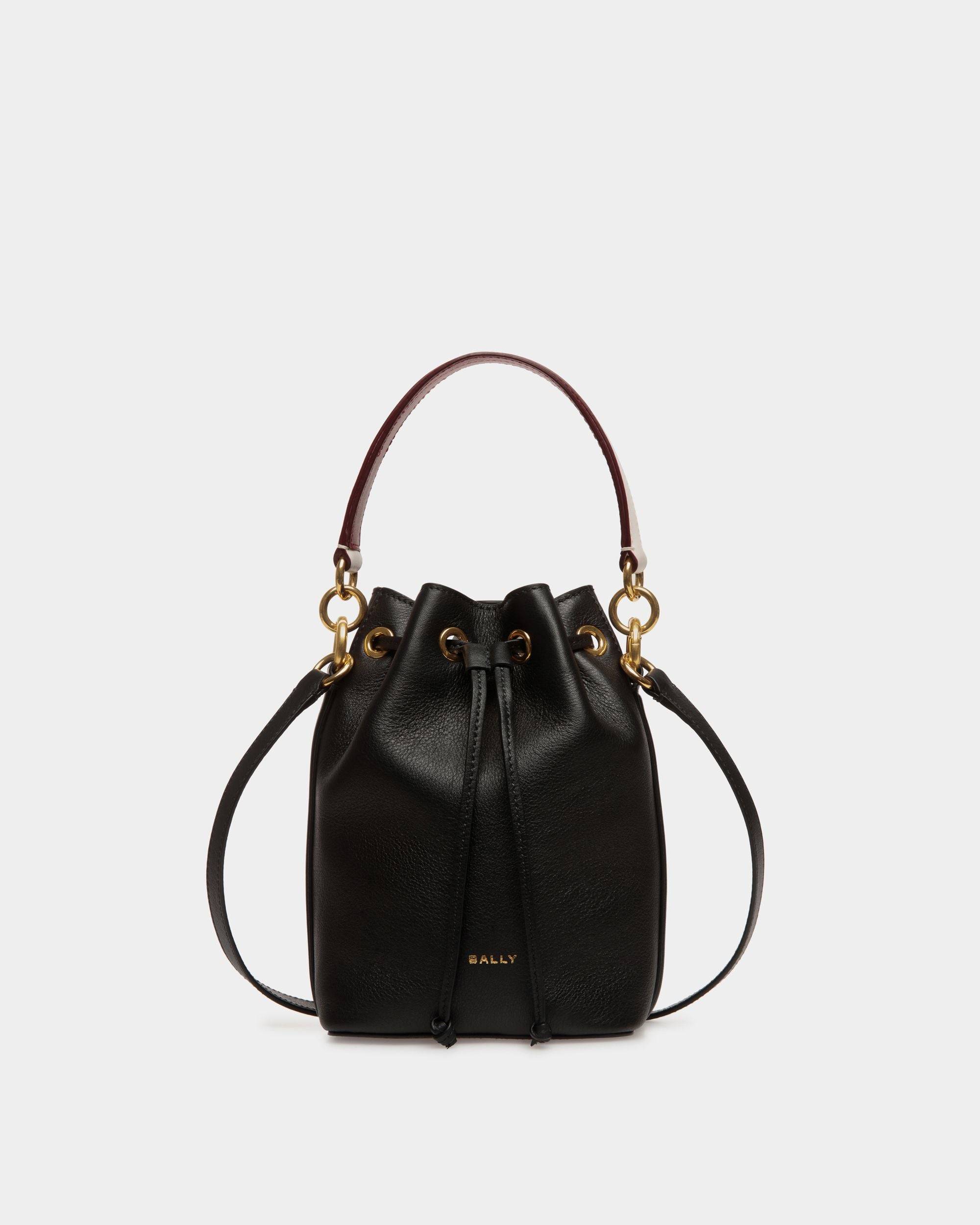 Code Mini Bucket Bag in Black Leather - Women's - Bally - 01