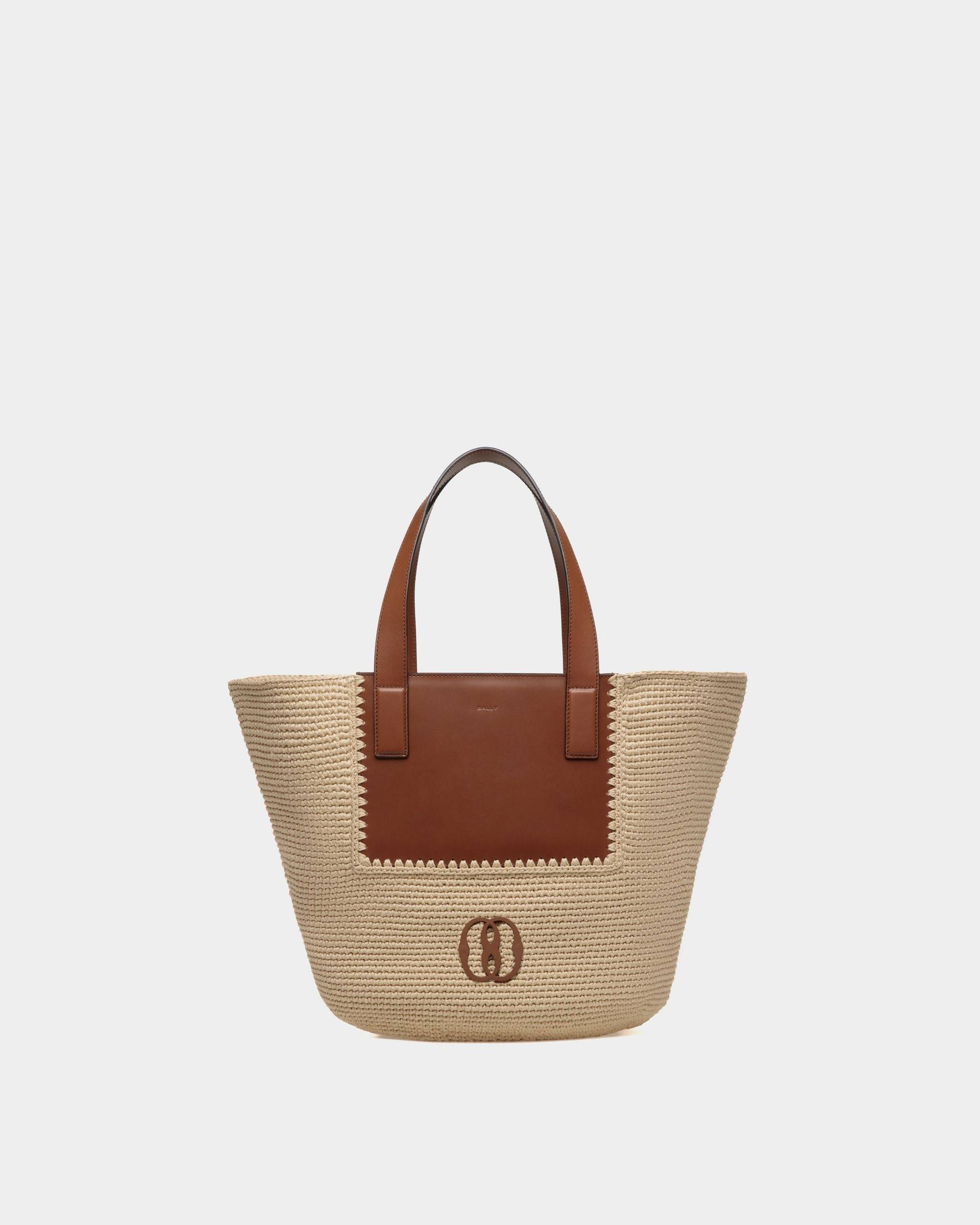 Lace | Women's Tote Bag in Neutral Cotton and Leather | Bally | Still Life Front