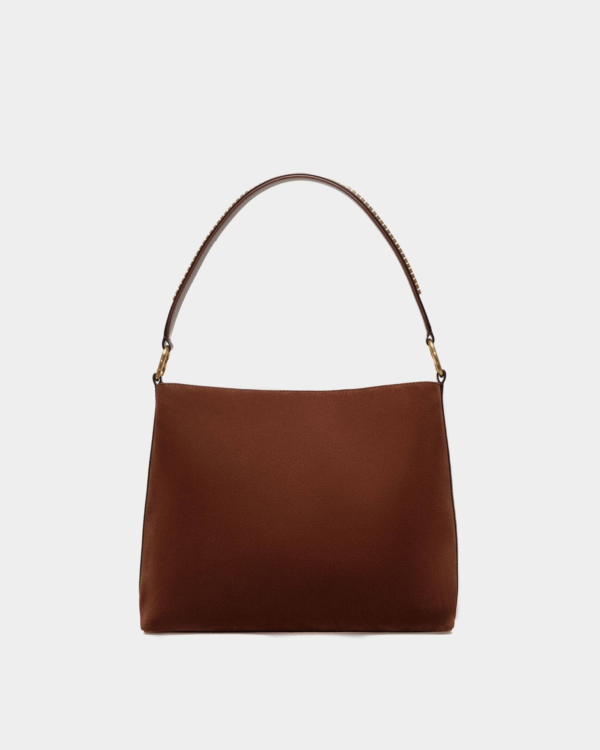 Arkle | Women's Hobo Bag in Brown Suede | Bally | Still Life Back