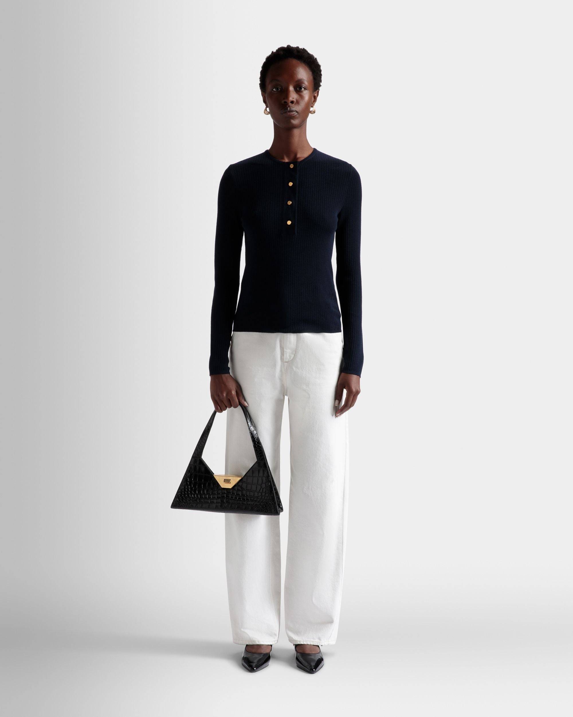 Trilliant Small Shoulder Bag | Women's Shoulder Bag | Black Leather | Bally | On Model Front