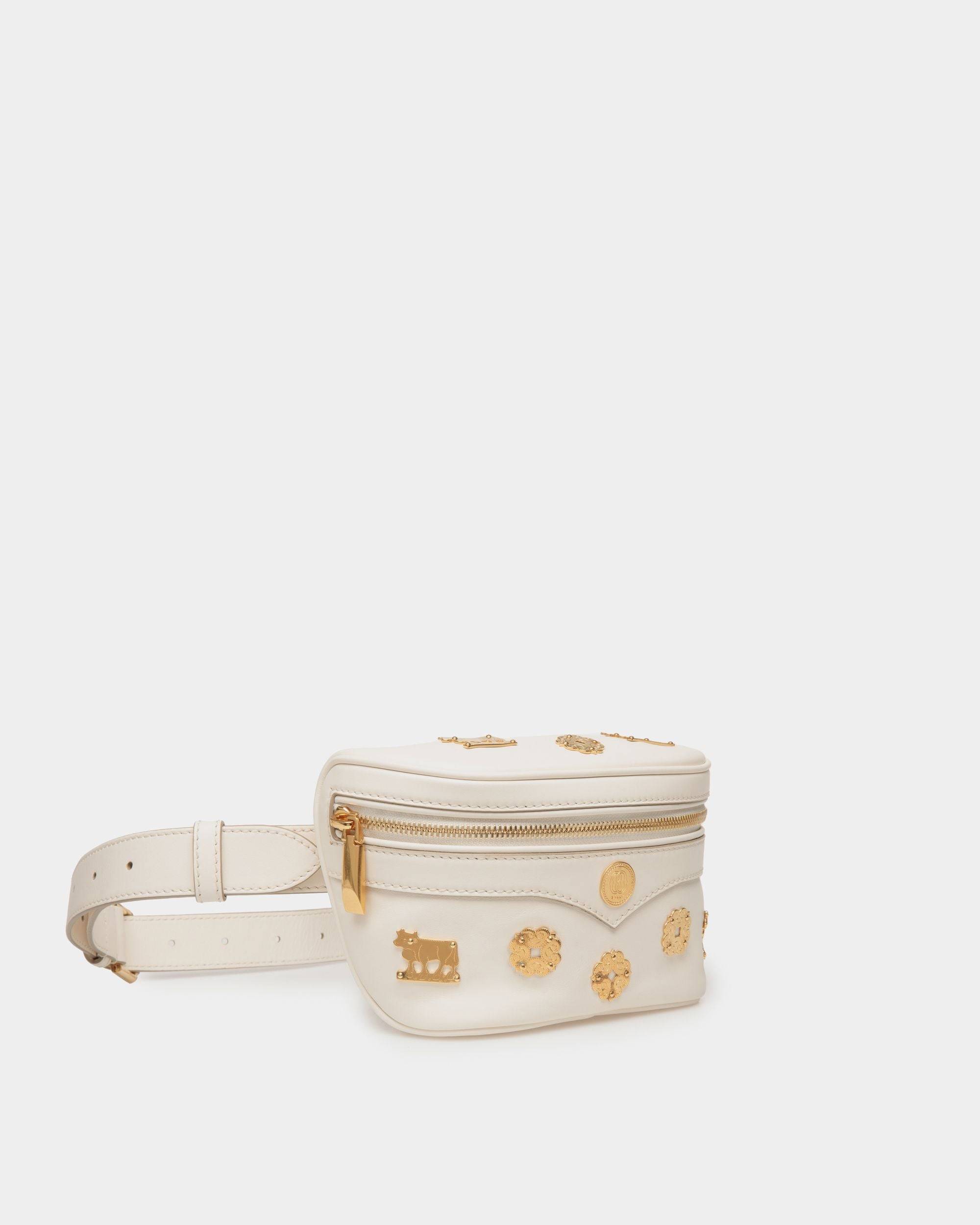 Moutain | Women's Belt Bag  in White Leather | Bally | Still Life 3/4 Front
