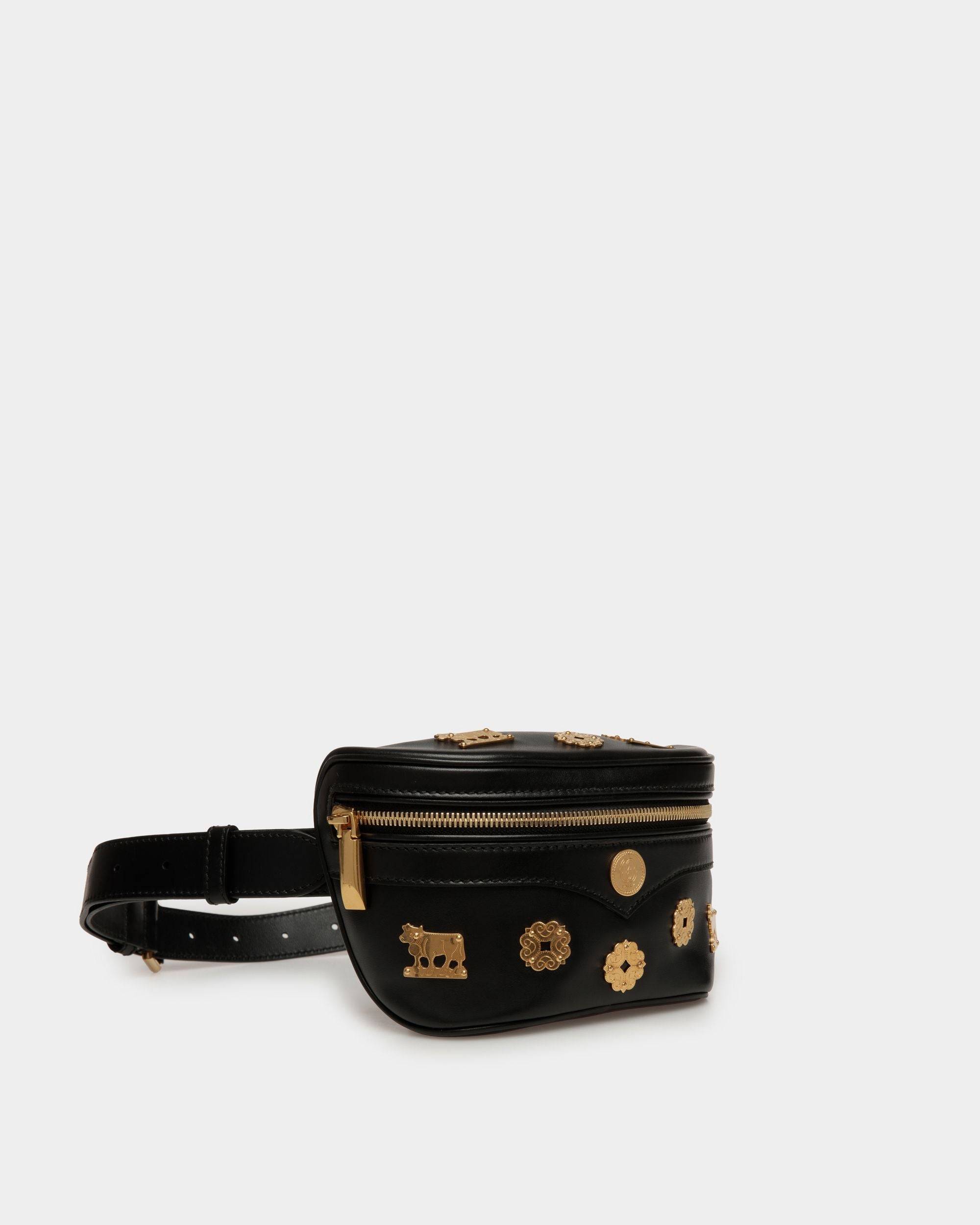Moutain | Women's Belt Bag  in Black Leather | Bally | Still Life 3/4 Front