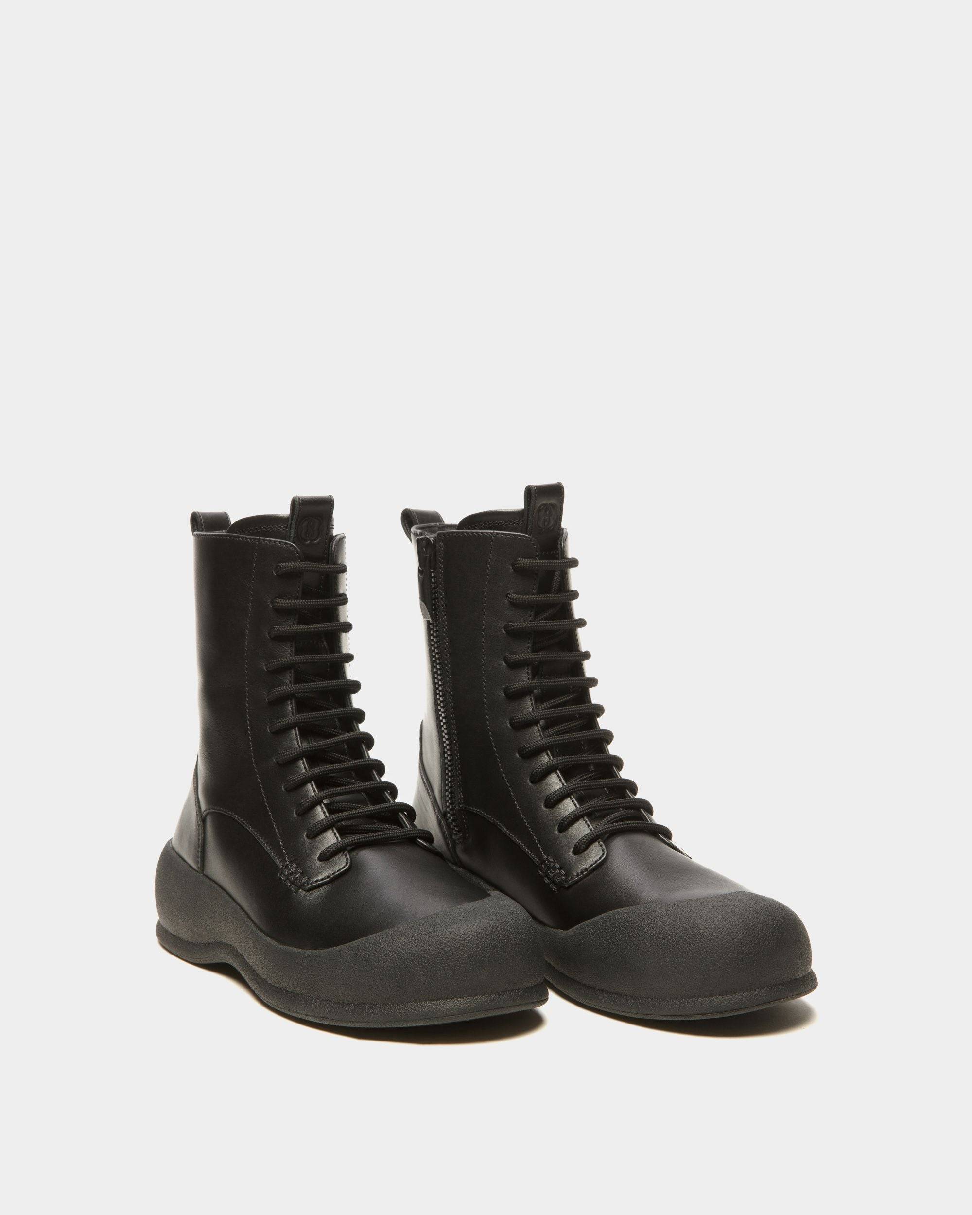 Celsyo | Women's Booties | Black Leather | Bally | Still Life 3/4 Front