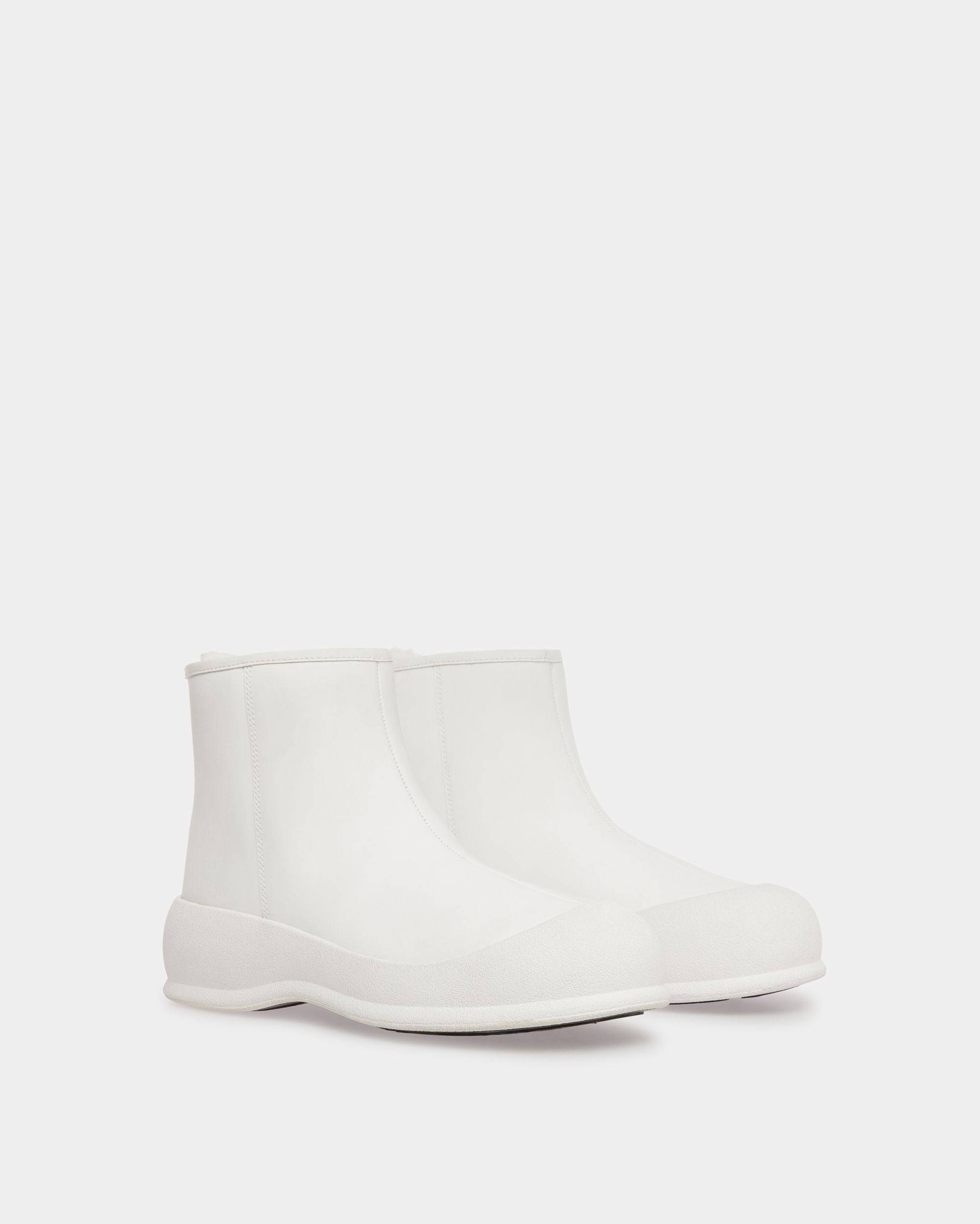 Carsey | Women's Booties | White Rubber-coated Leather | Bally | Still Life 3/4 Front