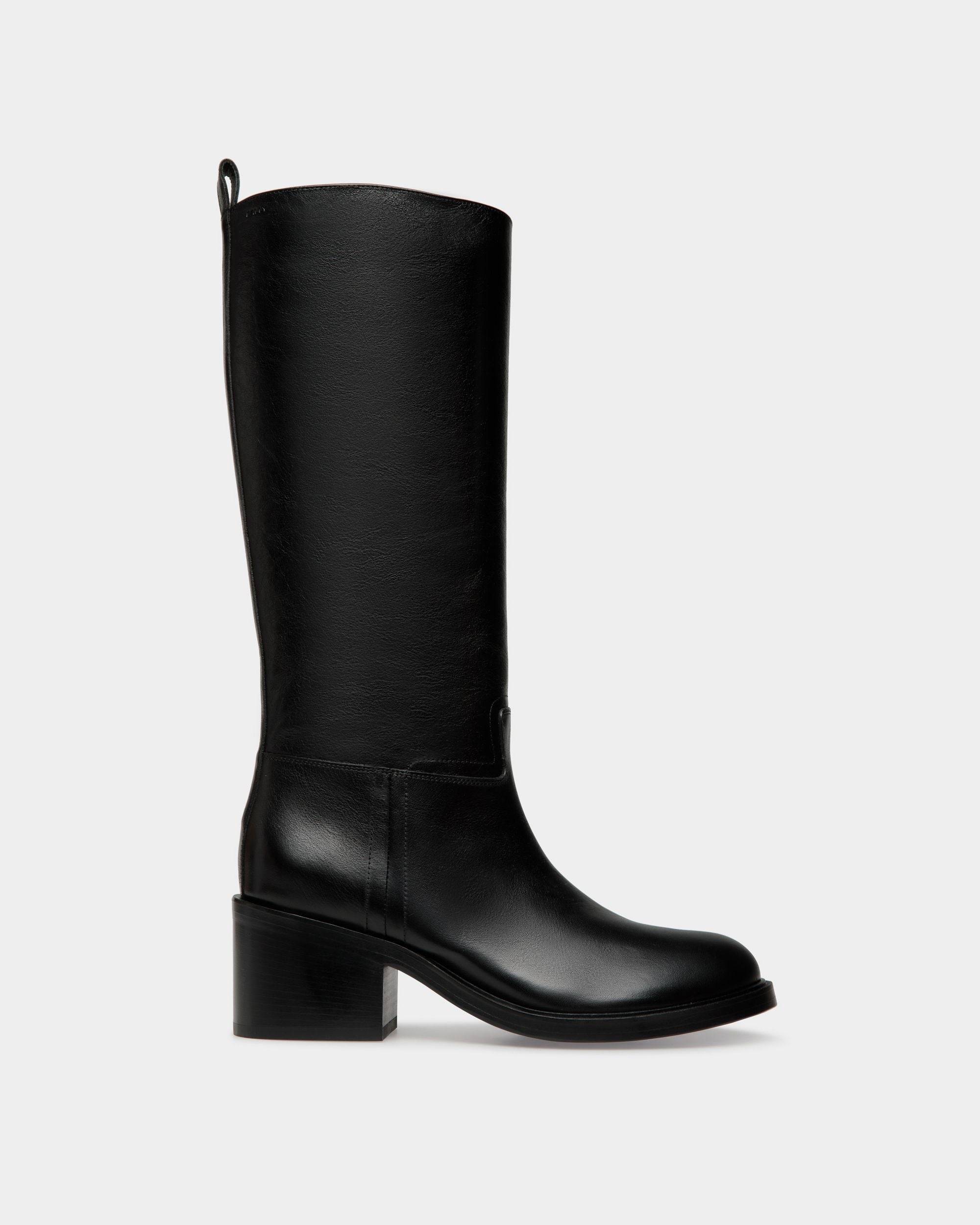 Peggy | Women's Boot in Black Leather | Bally | Still Life Side
