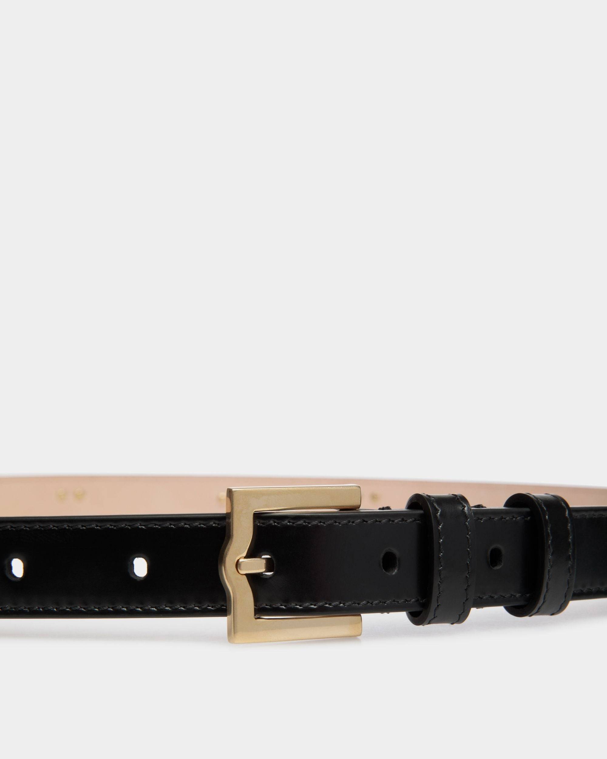 Emblem 95 cm | Women's Belt in Black Brushed Leather | Bally | On Model Front