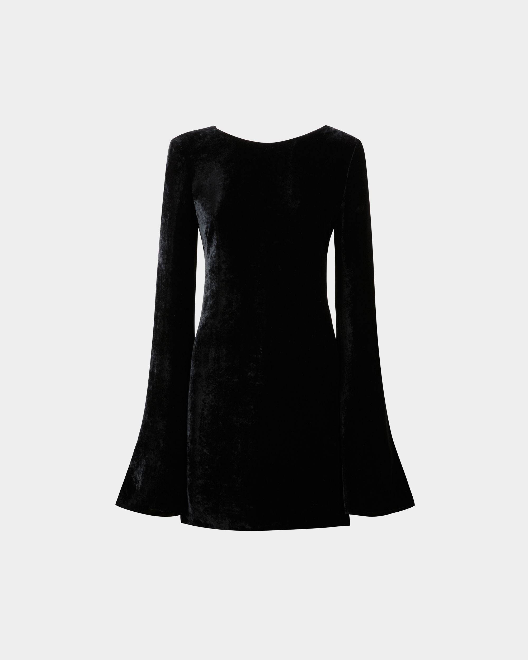 Women's Mini Dress in Black Velvet | Bally | Still Life Front