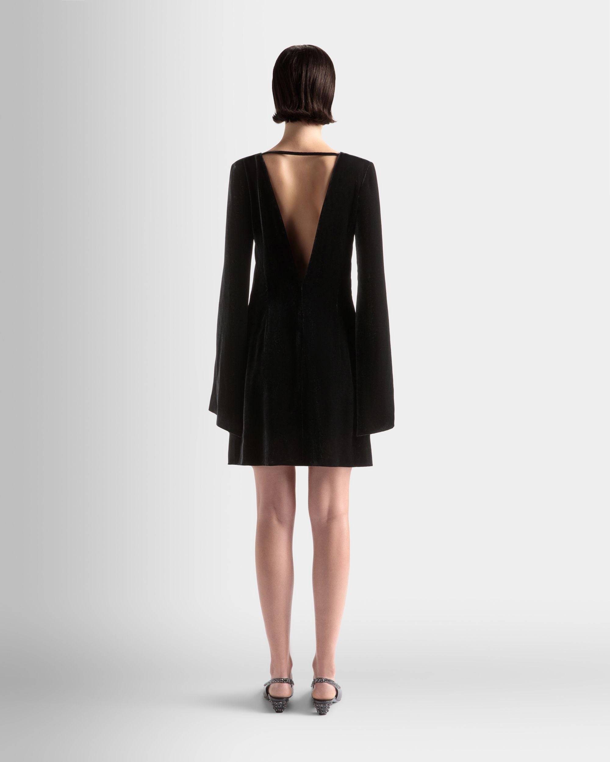 Women's Mini Dress in Black Velvet | Bally | On Model Back