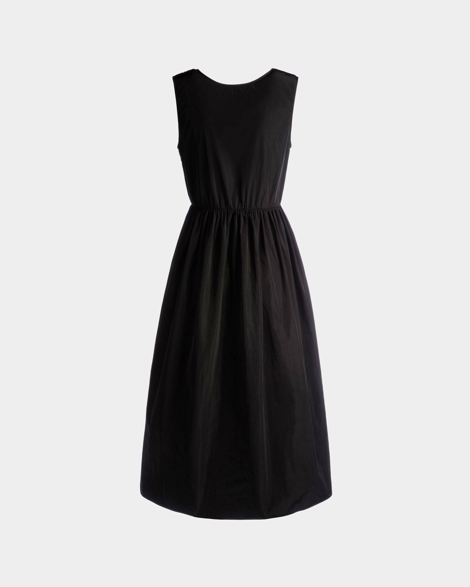 Women's Sleeveless Midi Dress in Black Technical Duchesse | Bally | Still Life Front