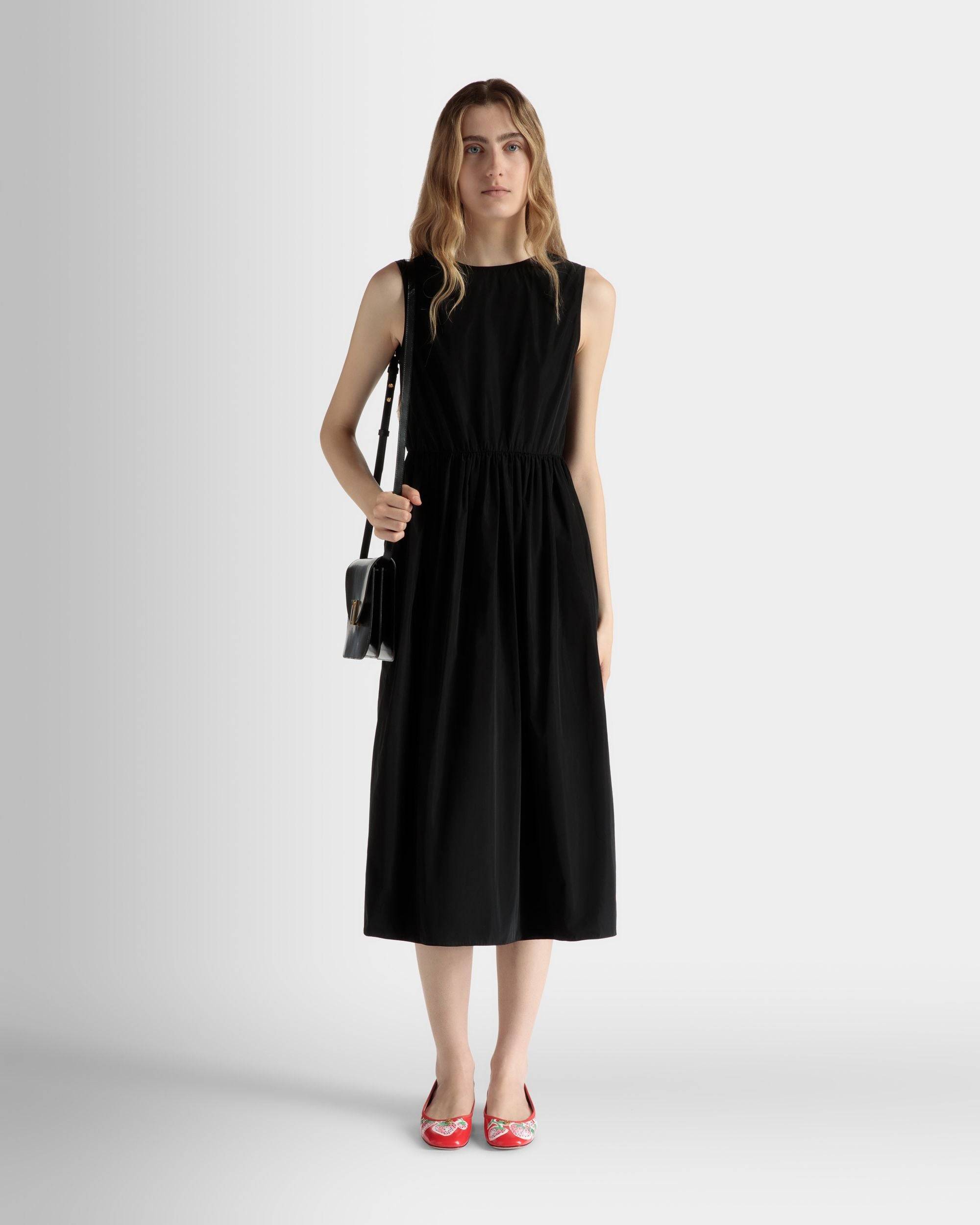 Sleeveless Midi Dress in Black Technical Duchesse - Women's - Bally - 02