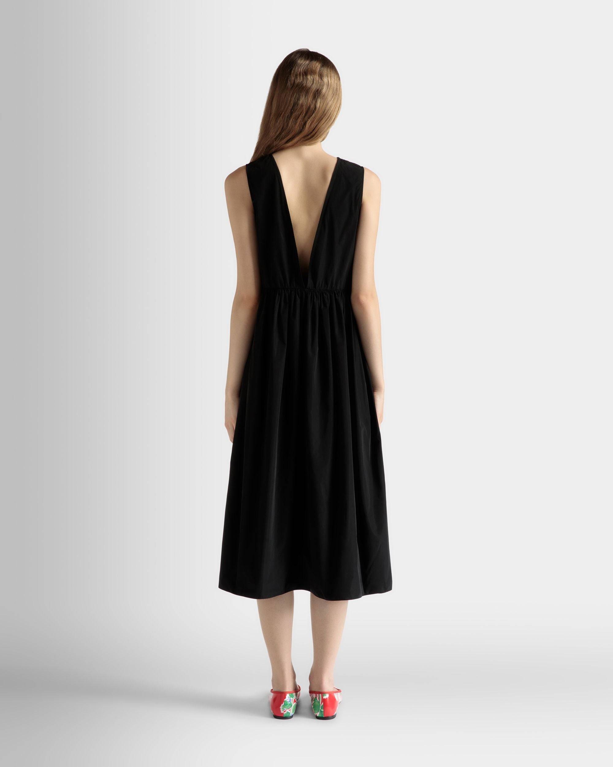 Sleeveless Midi Dress in Black Technical Duchesse - Women's - Bally - 06