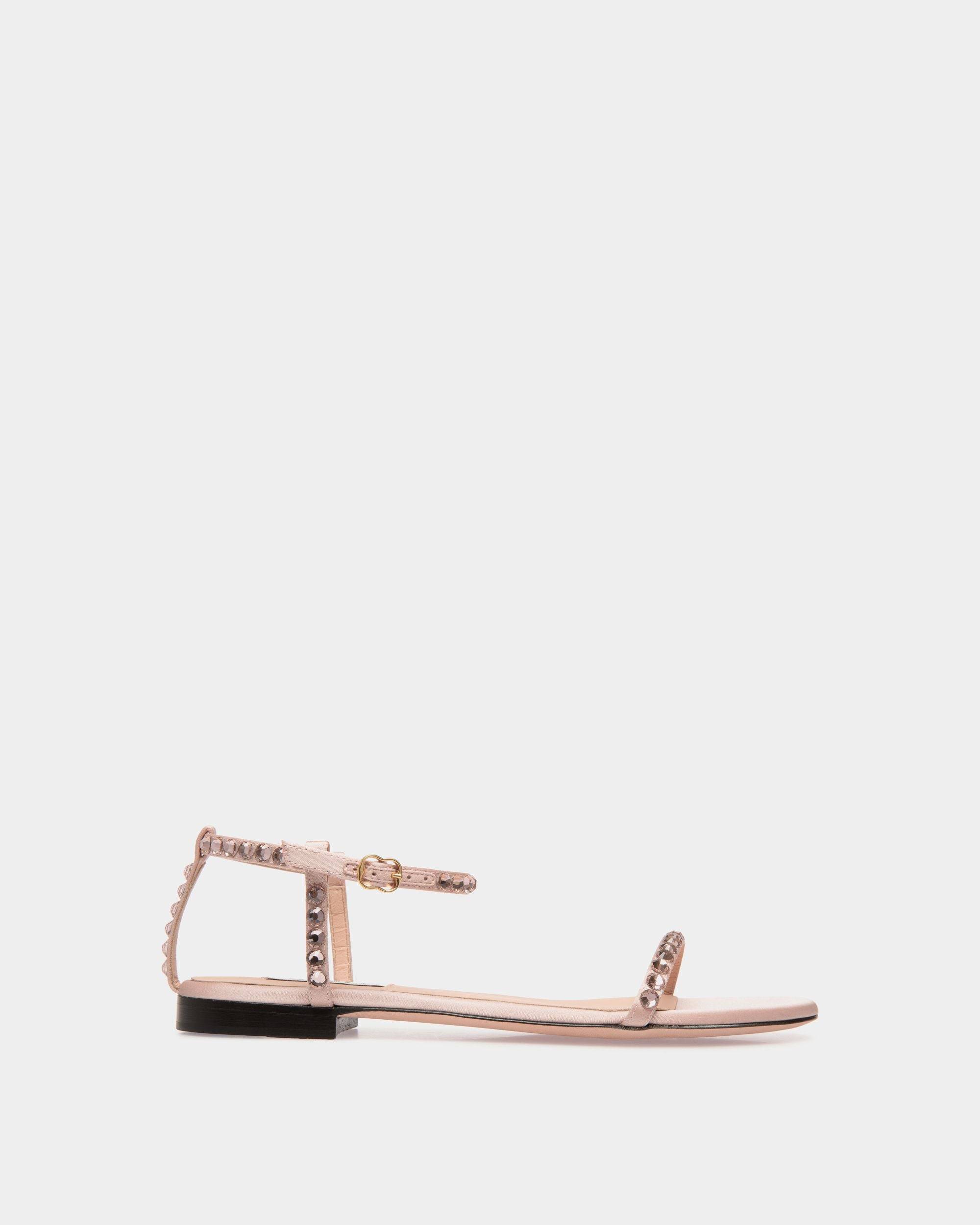 Katy Flat Sandal in Light Pink Fabric with Crystals - Women's - Bally - 01