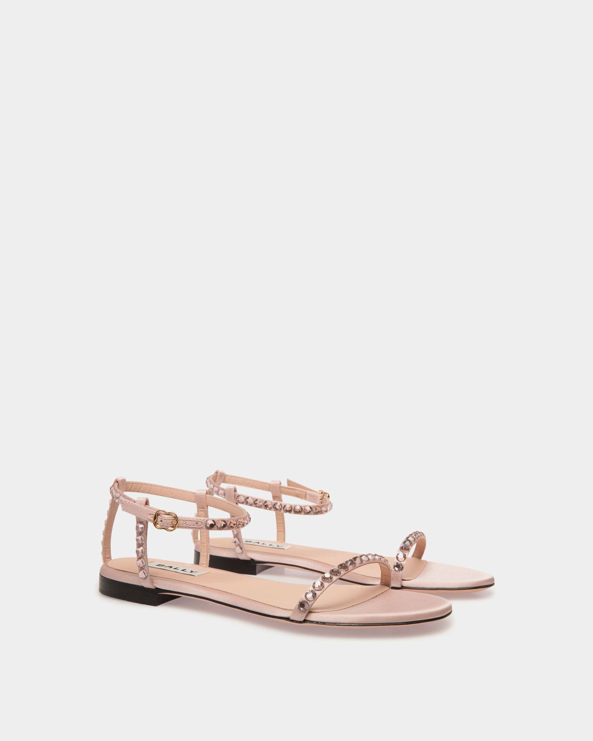 Katy Flat Sandal in Light Pink Fabric with Crystals - Women's - Bally - 02