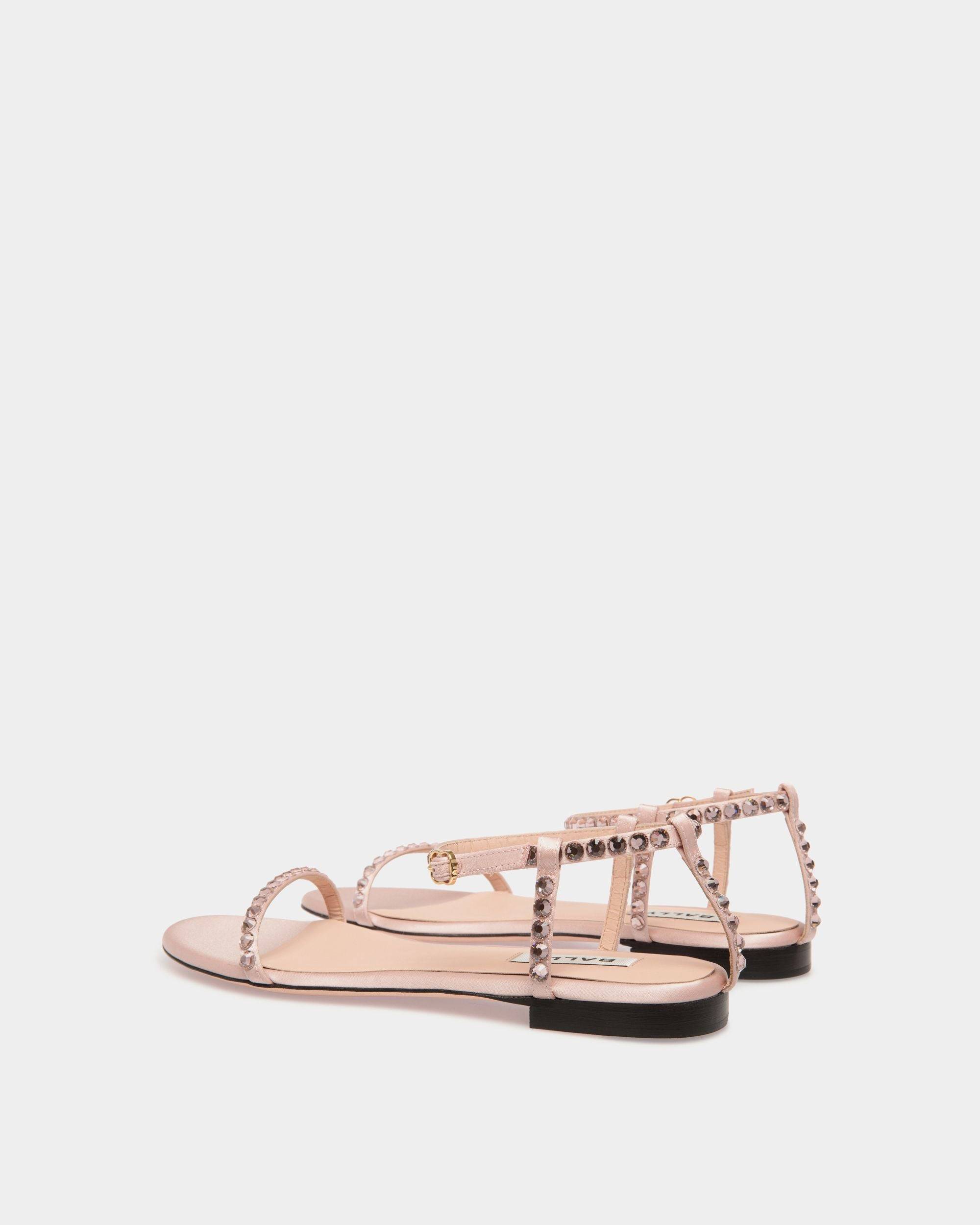 Katy Flat Sandal in Light Pink Fabric with Crystals - Women's - Bally - 03