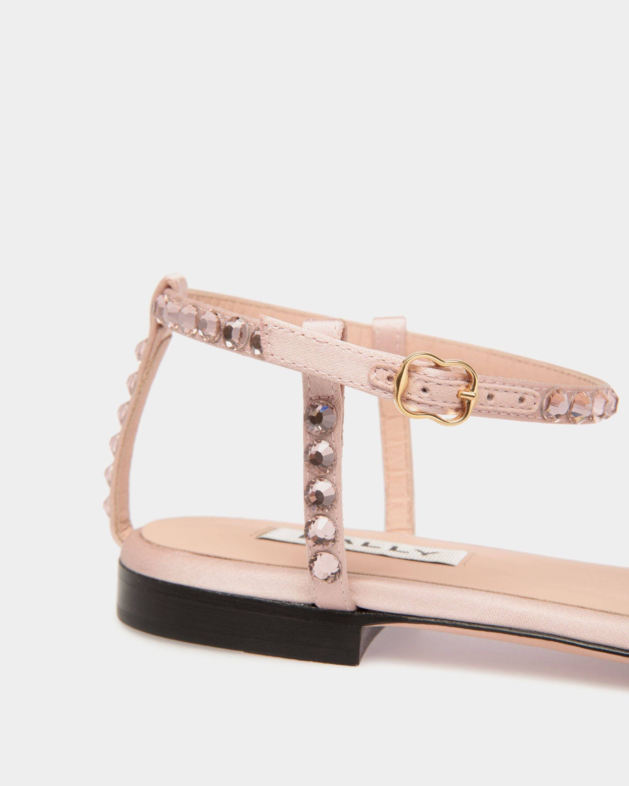 Katy Flat Sandal in Light Pink Fabric with Crystals - Women's - Bally - 04