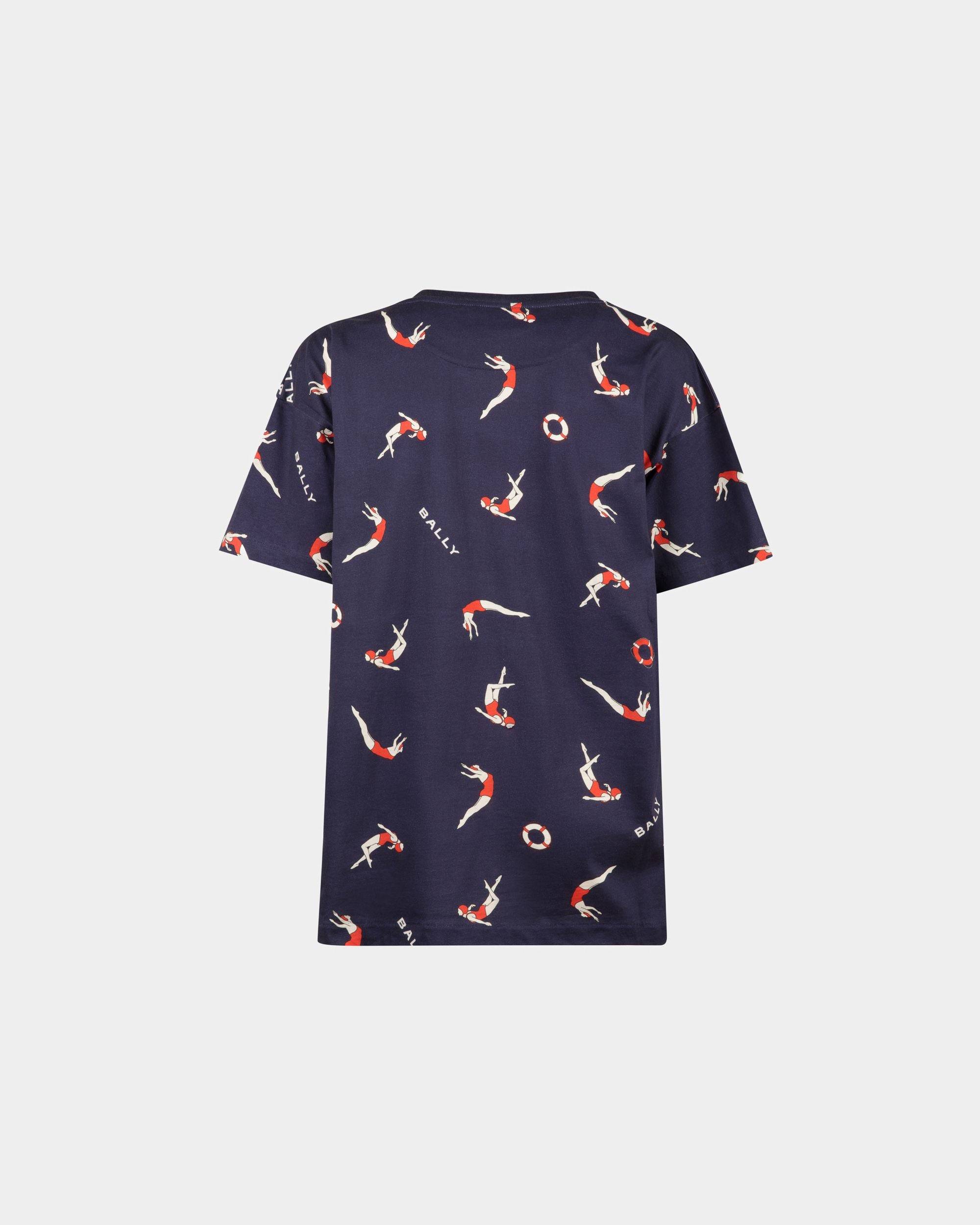 Women's Printed T-shirt in Blue Cotton | Bally | Still Life Back