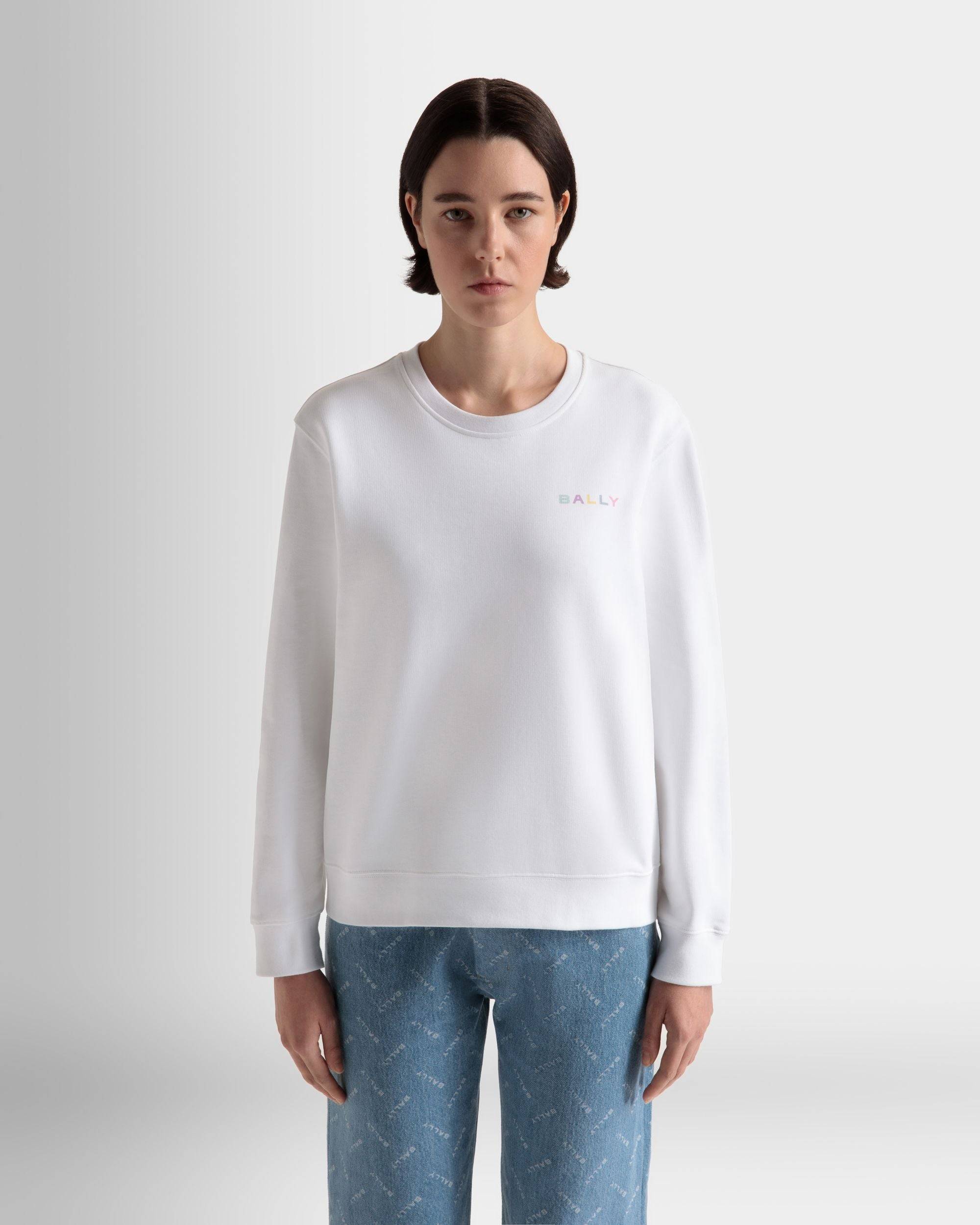 Crewneck Sweatshirt in White Cotton - Women's - Bally - 03
