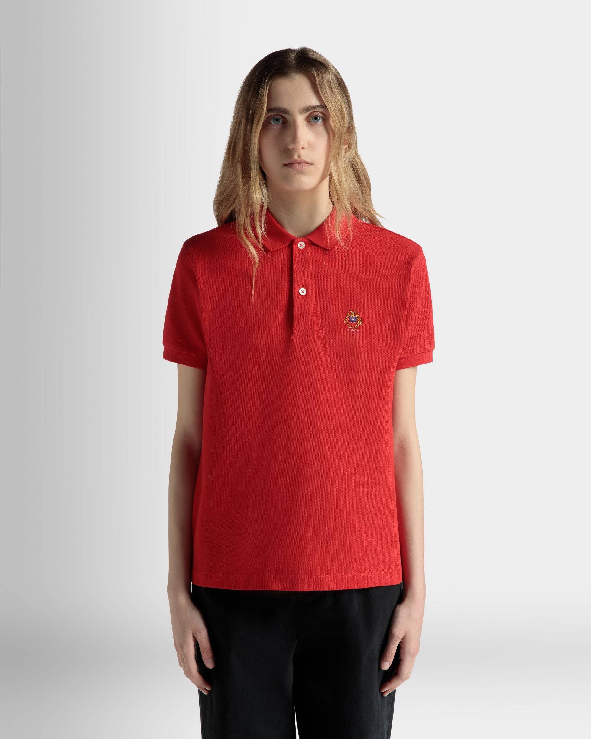 Short Sleeve Polo in Red Cotton - Women's - Bally - 03