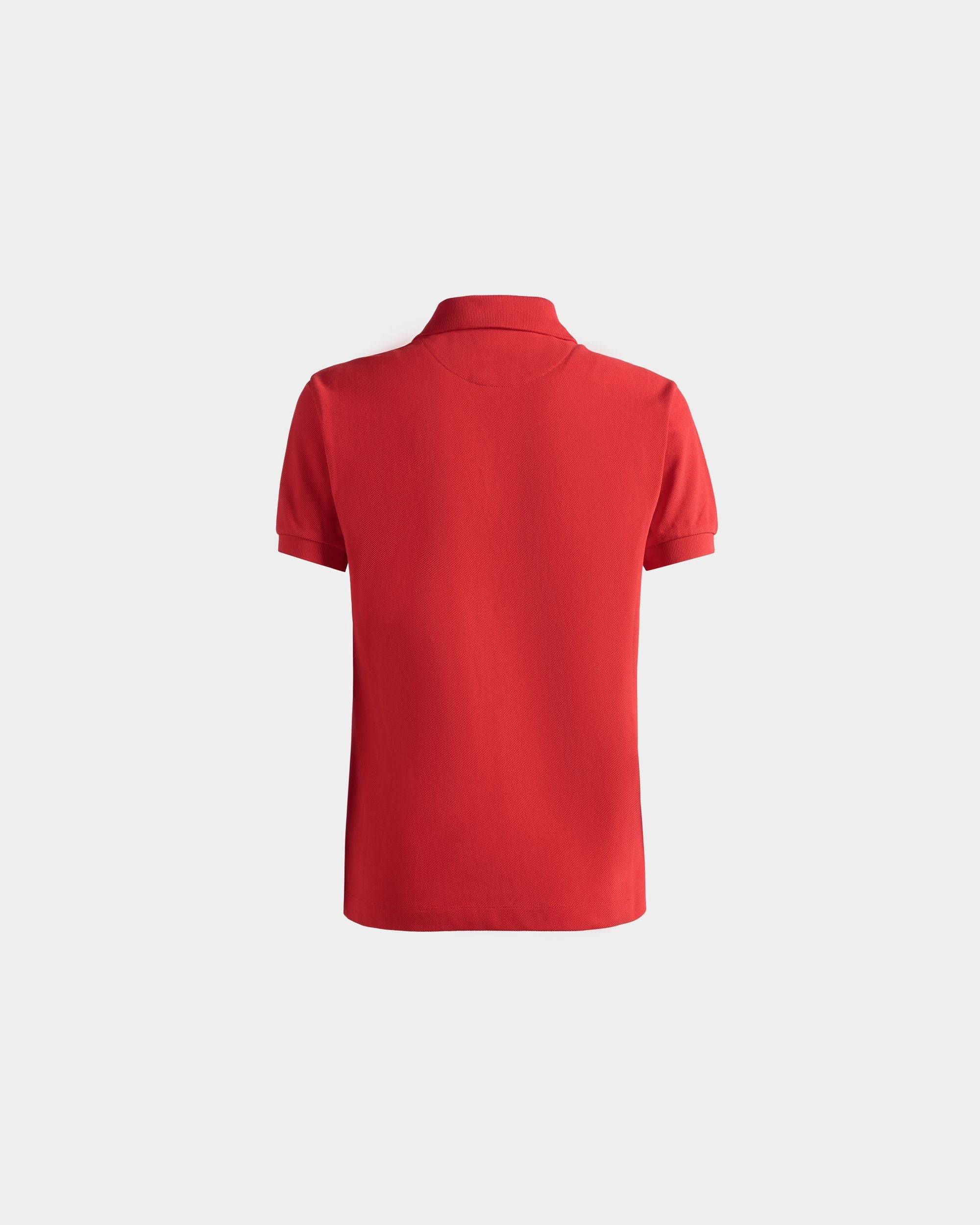 Women's Short Sleeve Polo in Red Cotton | Bally | Still Life Back