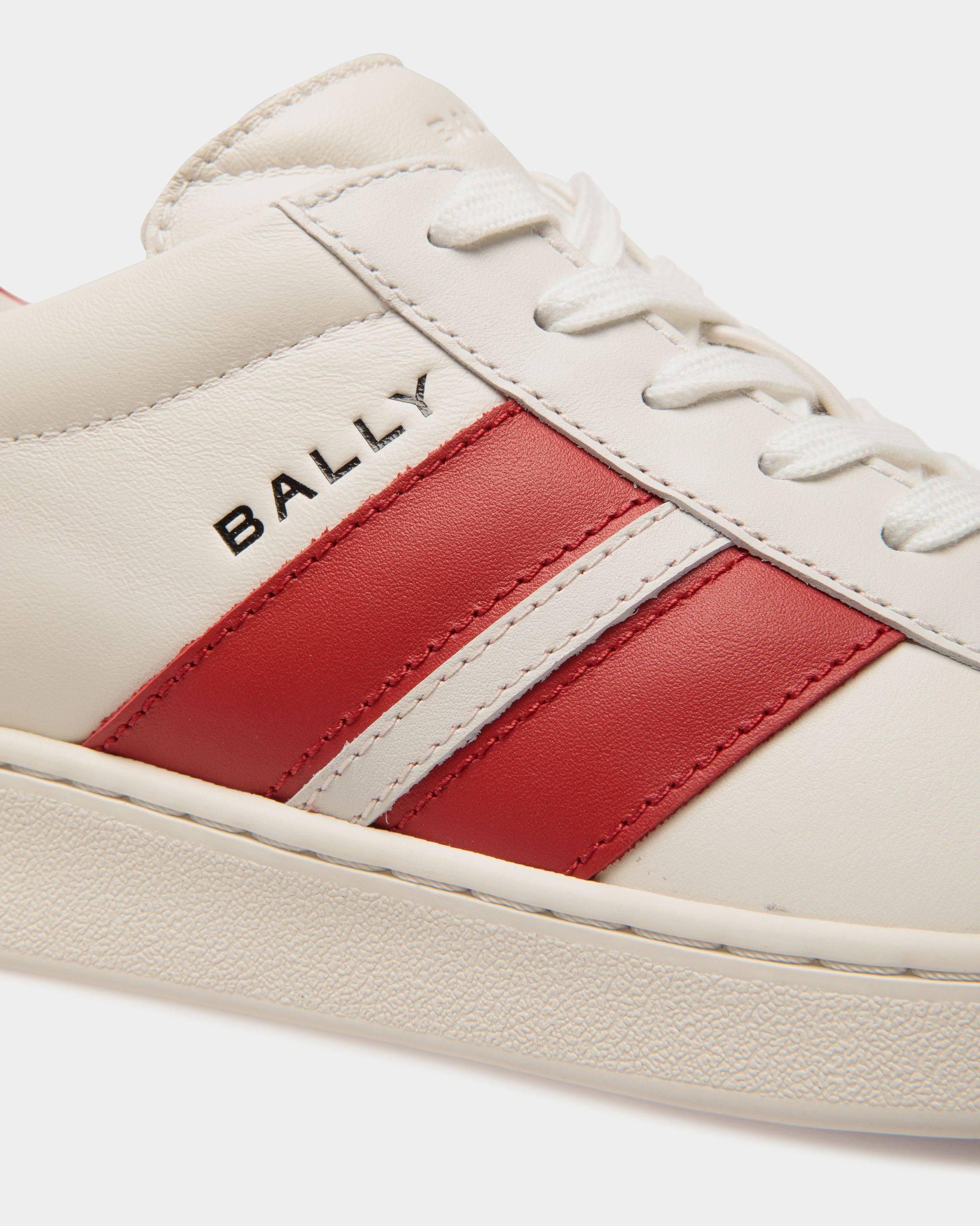 Tennis | Women's Sneaker in White and Candy Red Leather | Bally | Still Life Detail