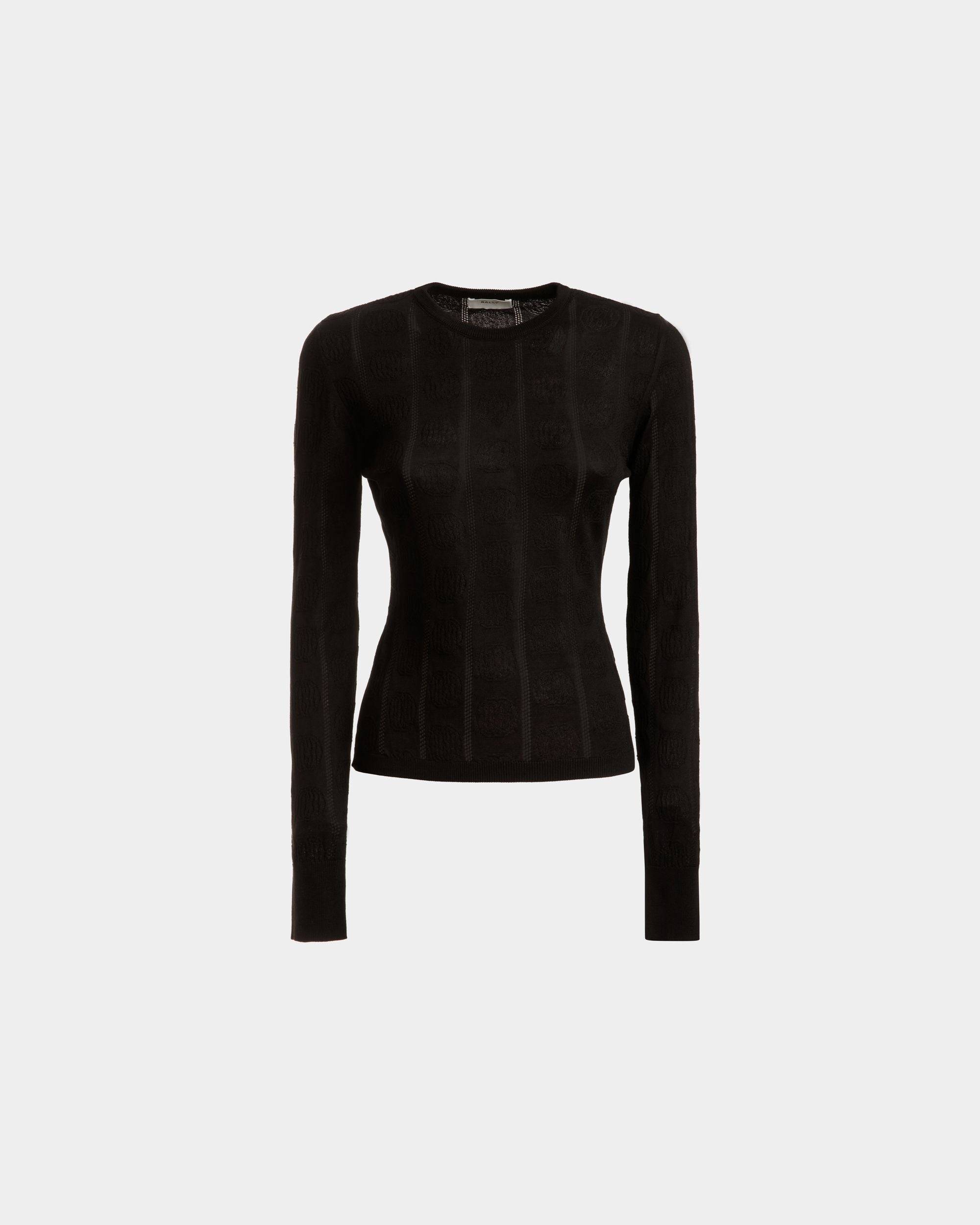 Women's Crewneck Top In Black Cotton And Silk | Bally | Still Life Front