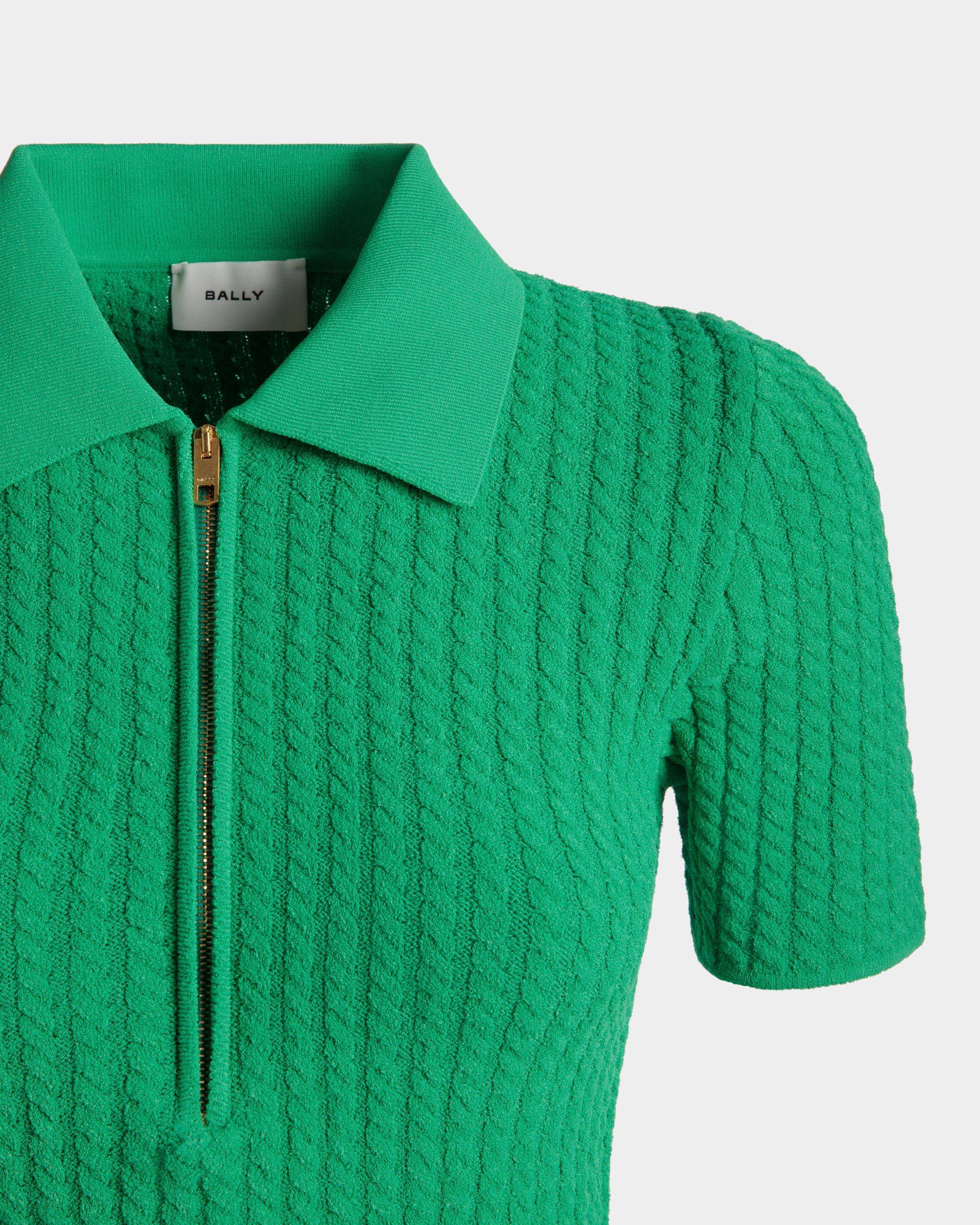Women's Green Half Zip Knit Polo Shirt | Bally | On Model Detail