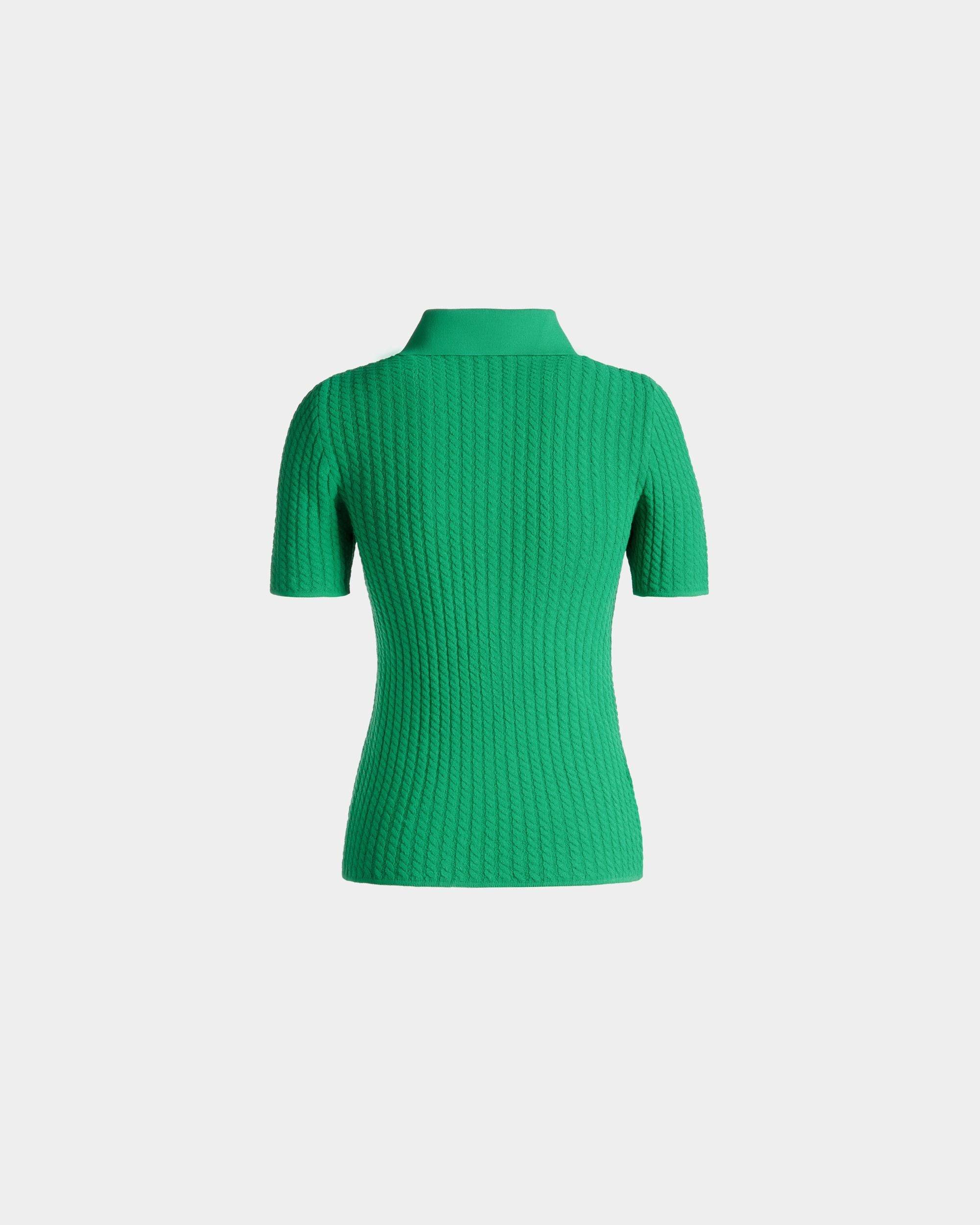 Women's Green Half Zip Knit Polo Shirt | Bally | Still Life Back