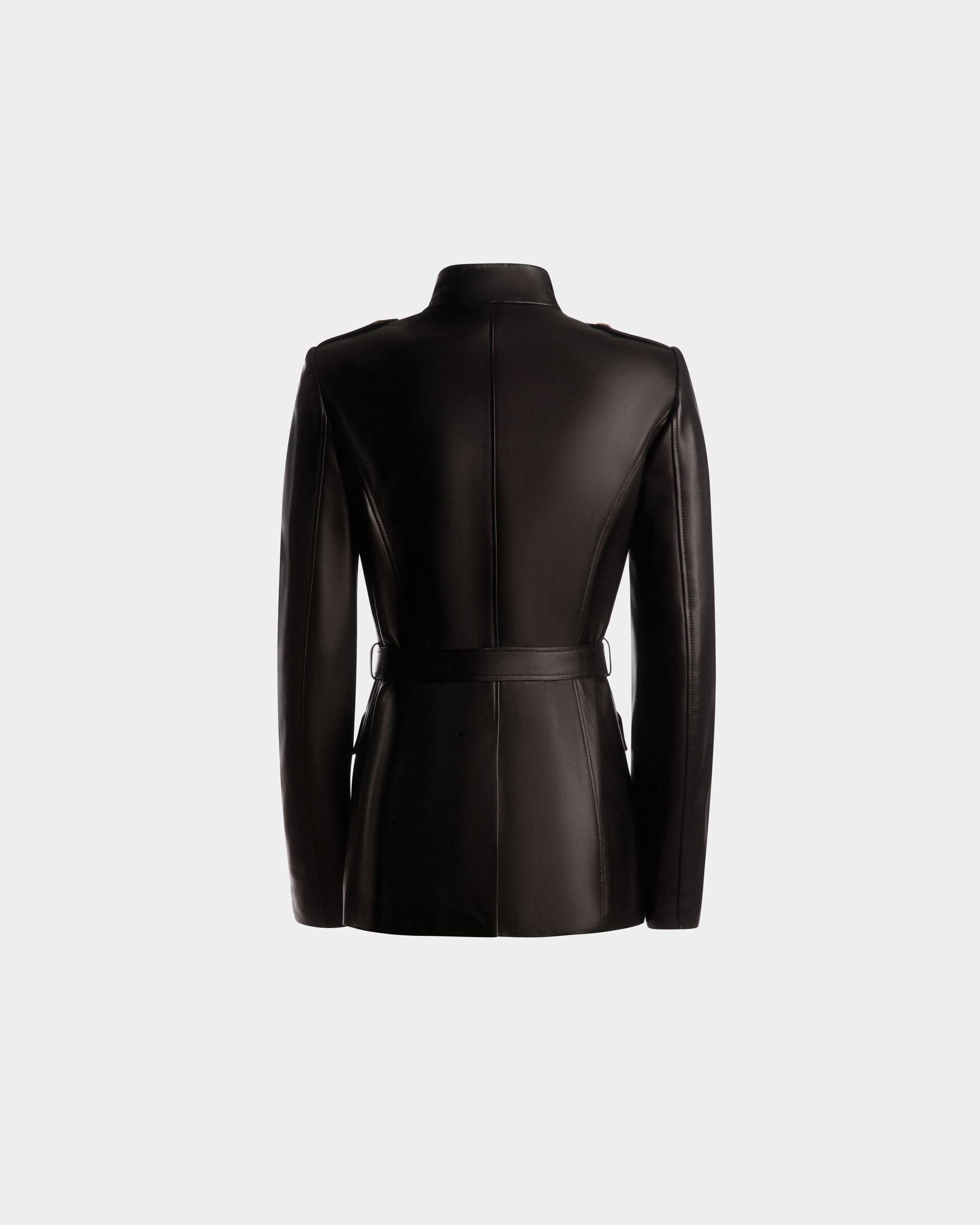 Belted Jacket | Women's Outerwear | Black Leather | Bally | Still Life Back